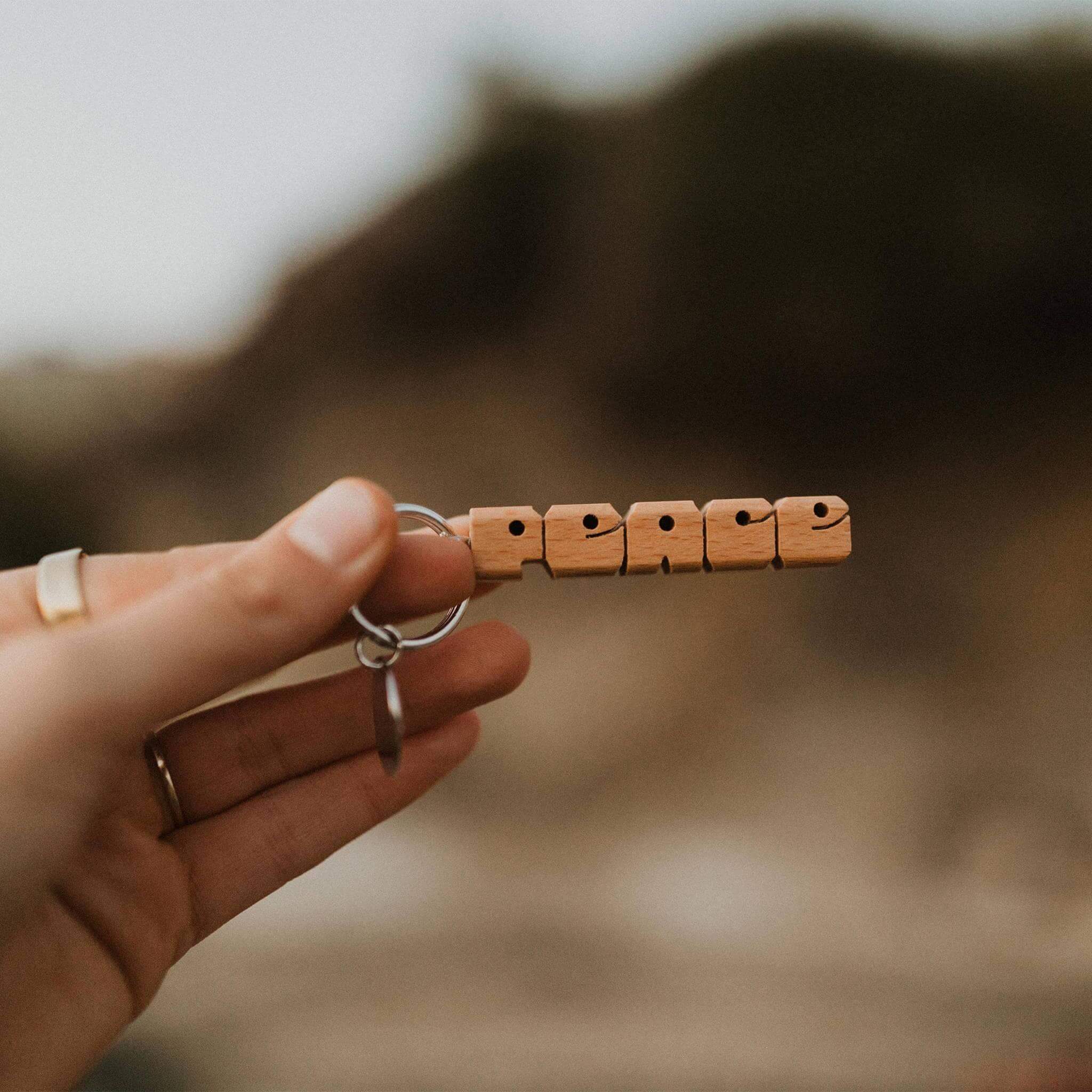 PEACE Wood Keychain - Image 4