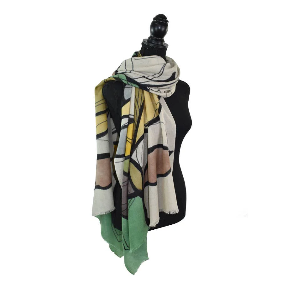 Pearce Hand Painted Leaf Scarf - Image 4