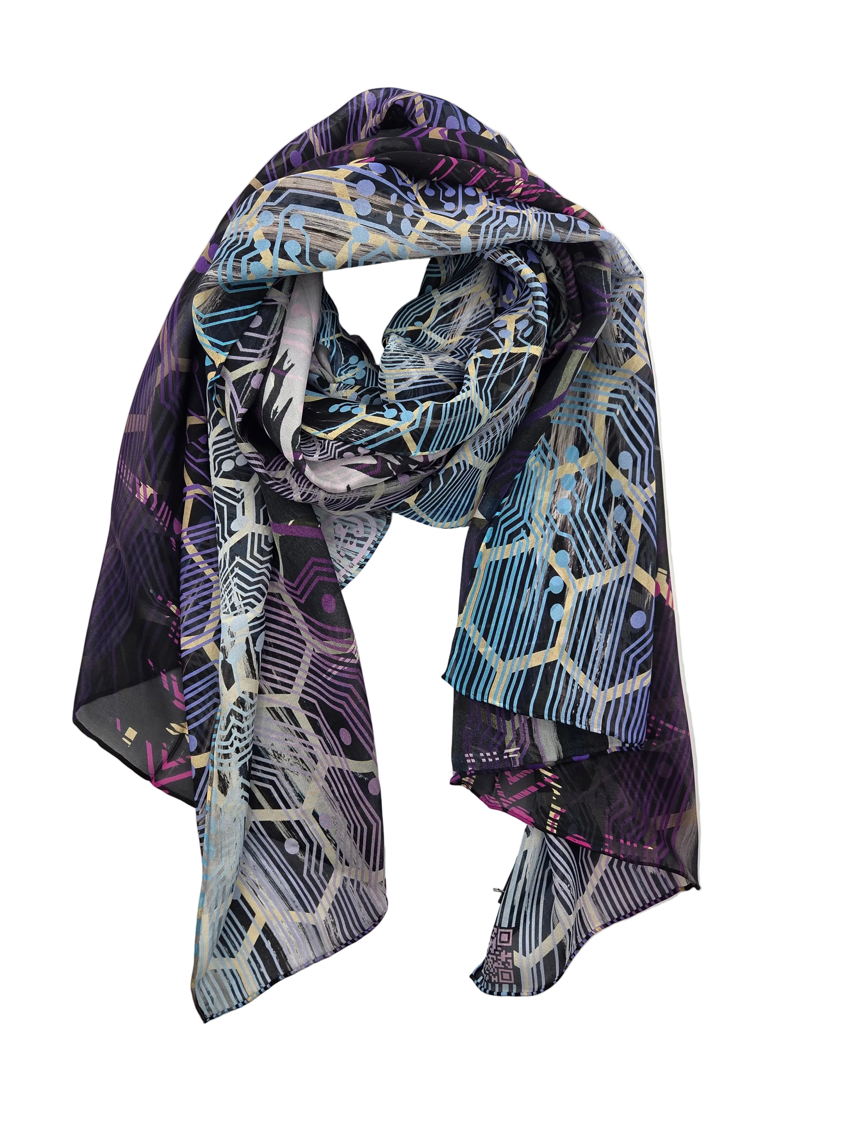 Purple and Blue Summer Think Break Silk Scarf