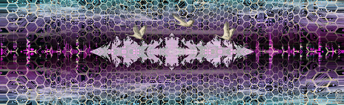 Purple and Blue Summer Think Break Silk Scarf - Image 2