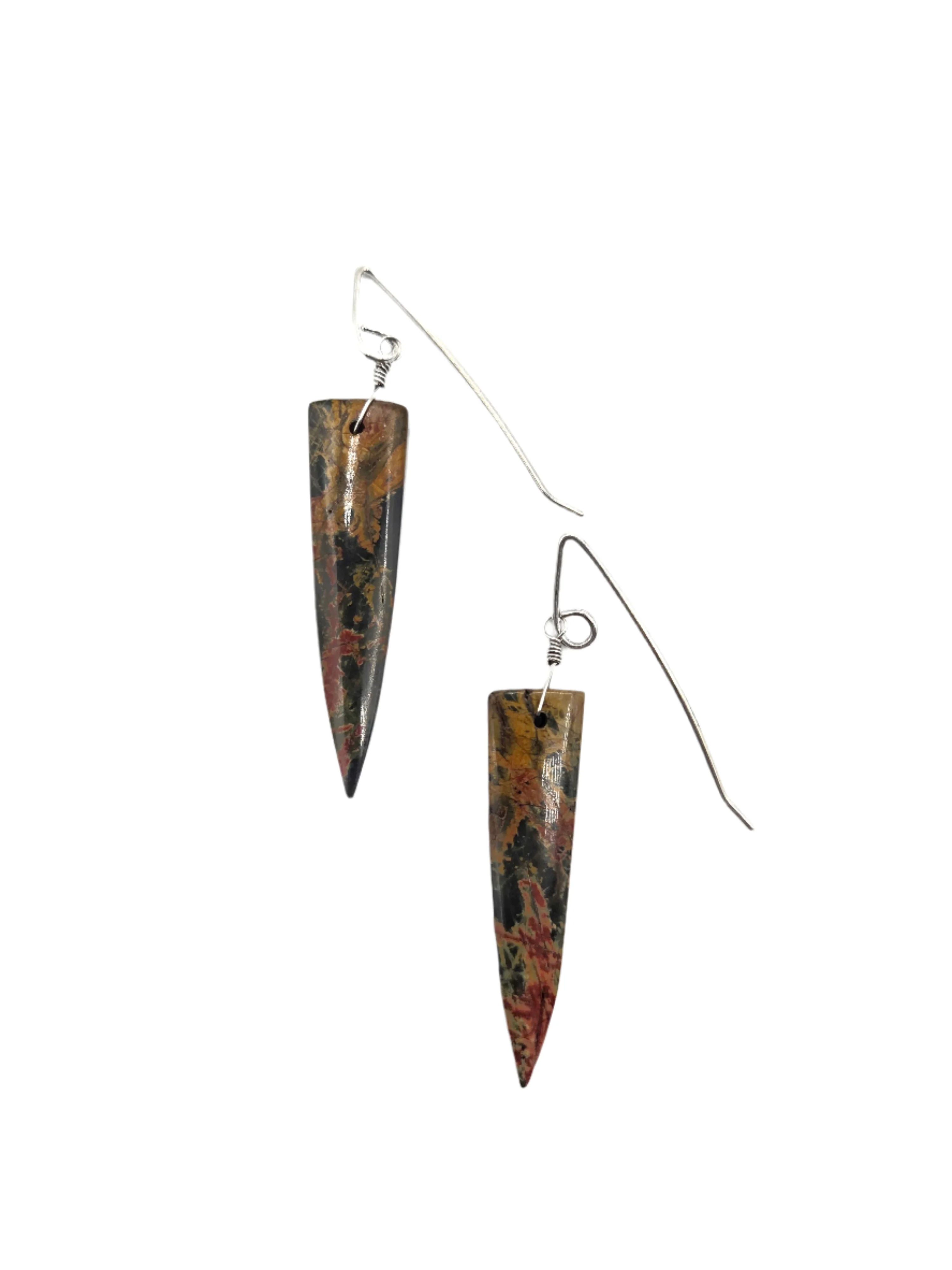 Red Creek Jasper Elongated Shield Earrings