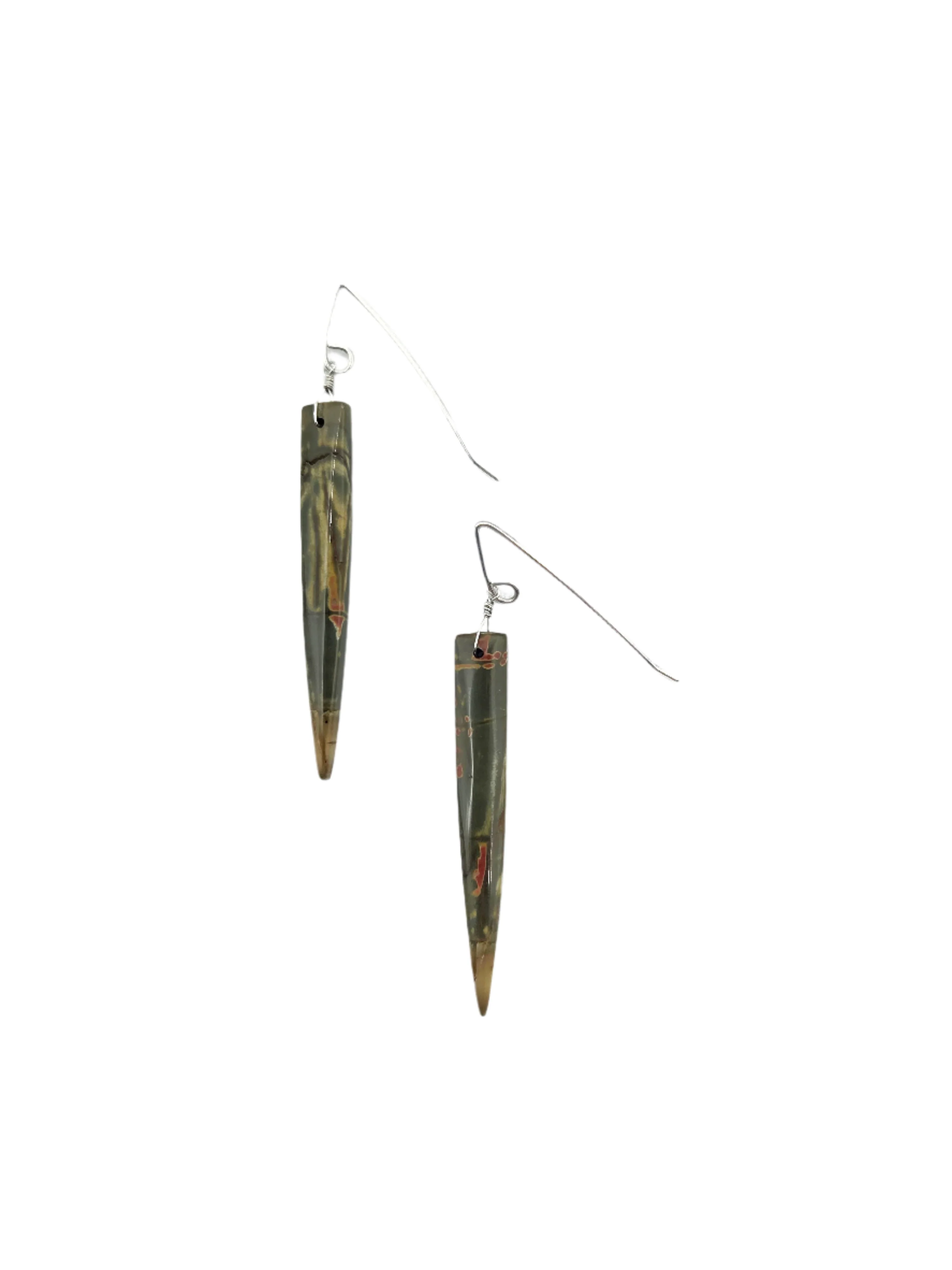 Red Creek Jasper Elongated Shield Earrings - Image 2