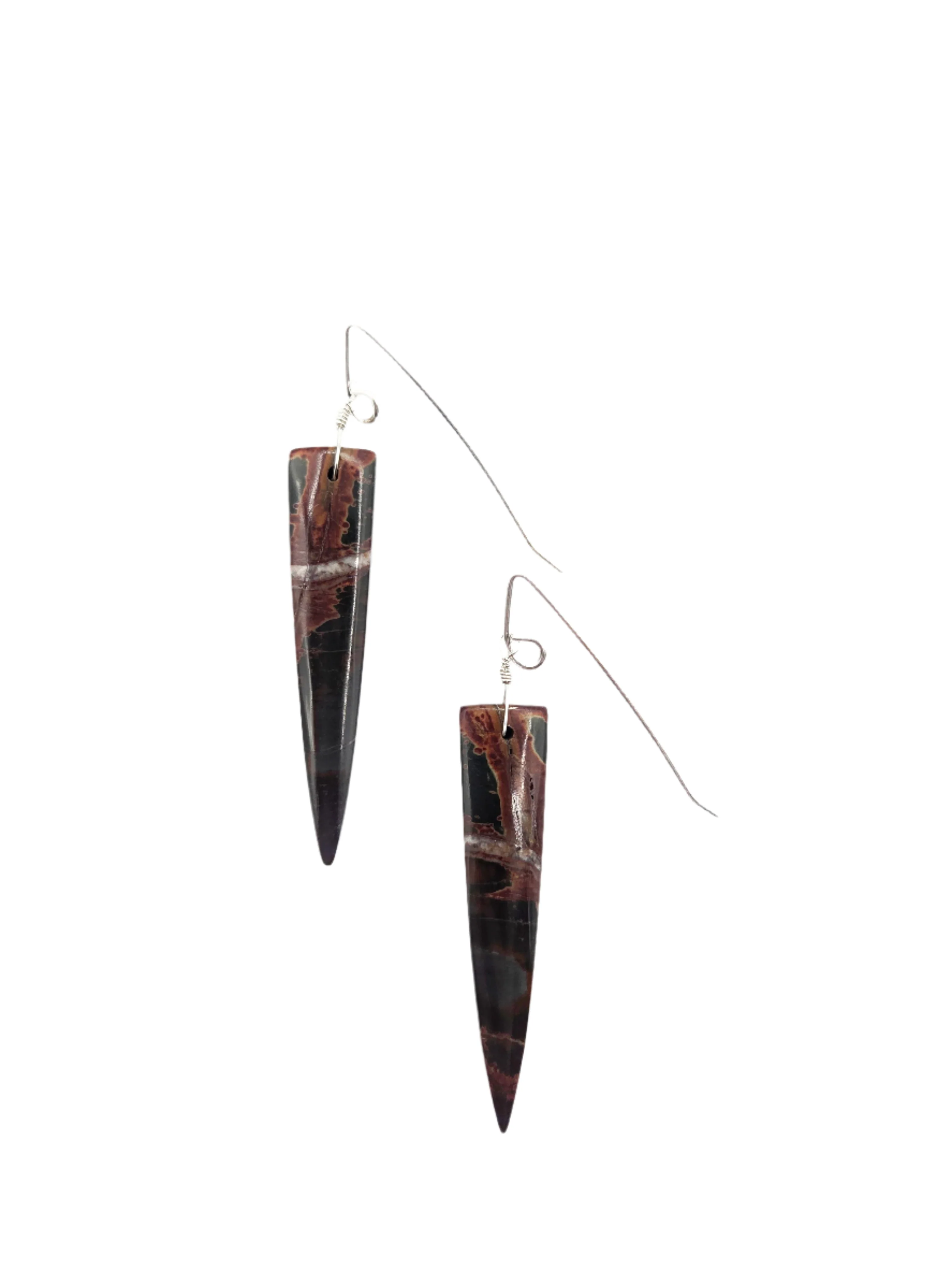 Red Creek Jasper Elongated Shield Earrings - Image 3