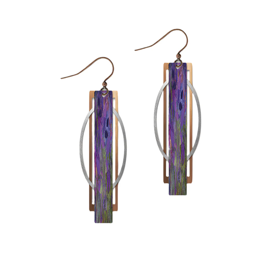 Purple Geometric Multilayer Metal Accent Earrings
