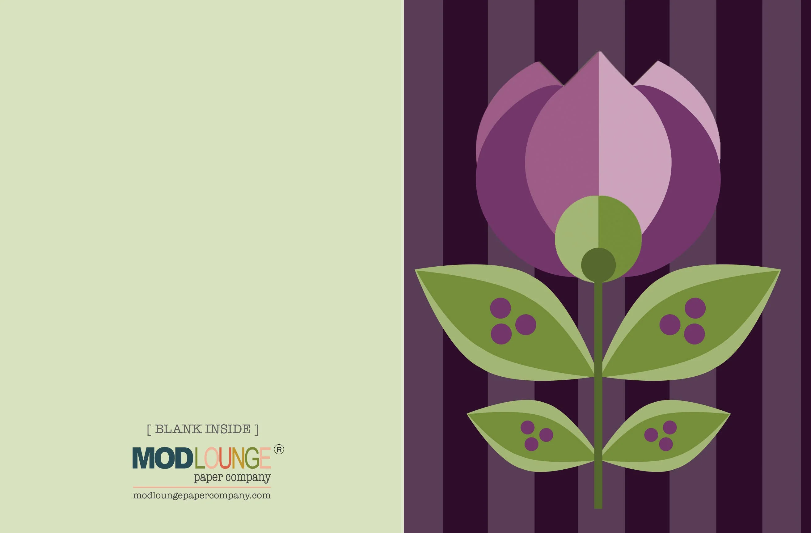 Purple Tulip Mid Century Modern Flower Note Card - Image 2