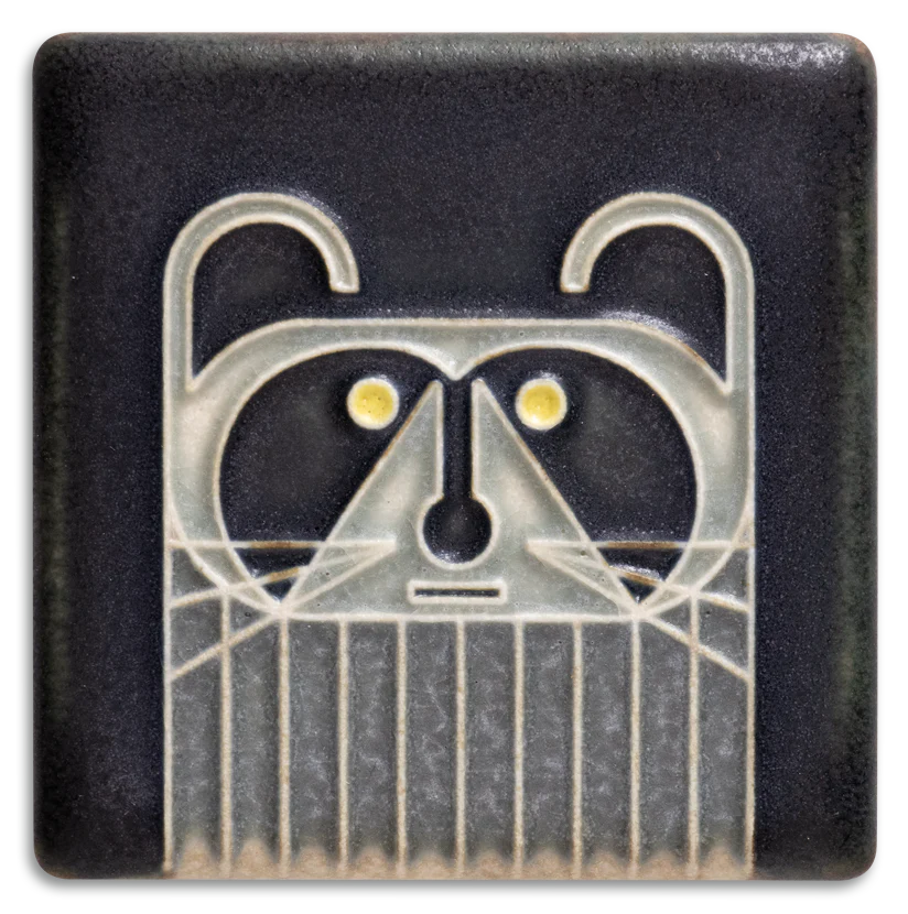 Motawi 3x3 Raccoon Tile in Black