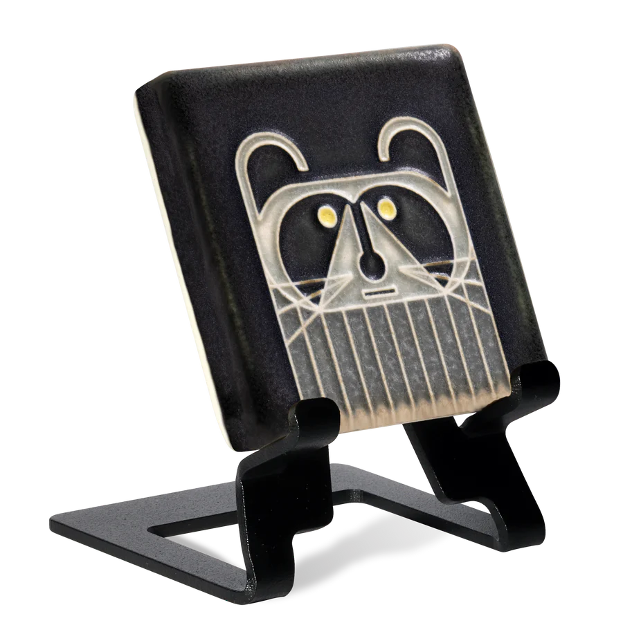 Motawi 3x3 Raccoon Tile in Black - Image 2