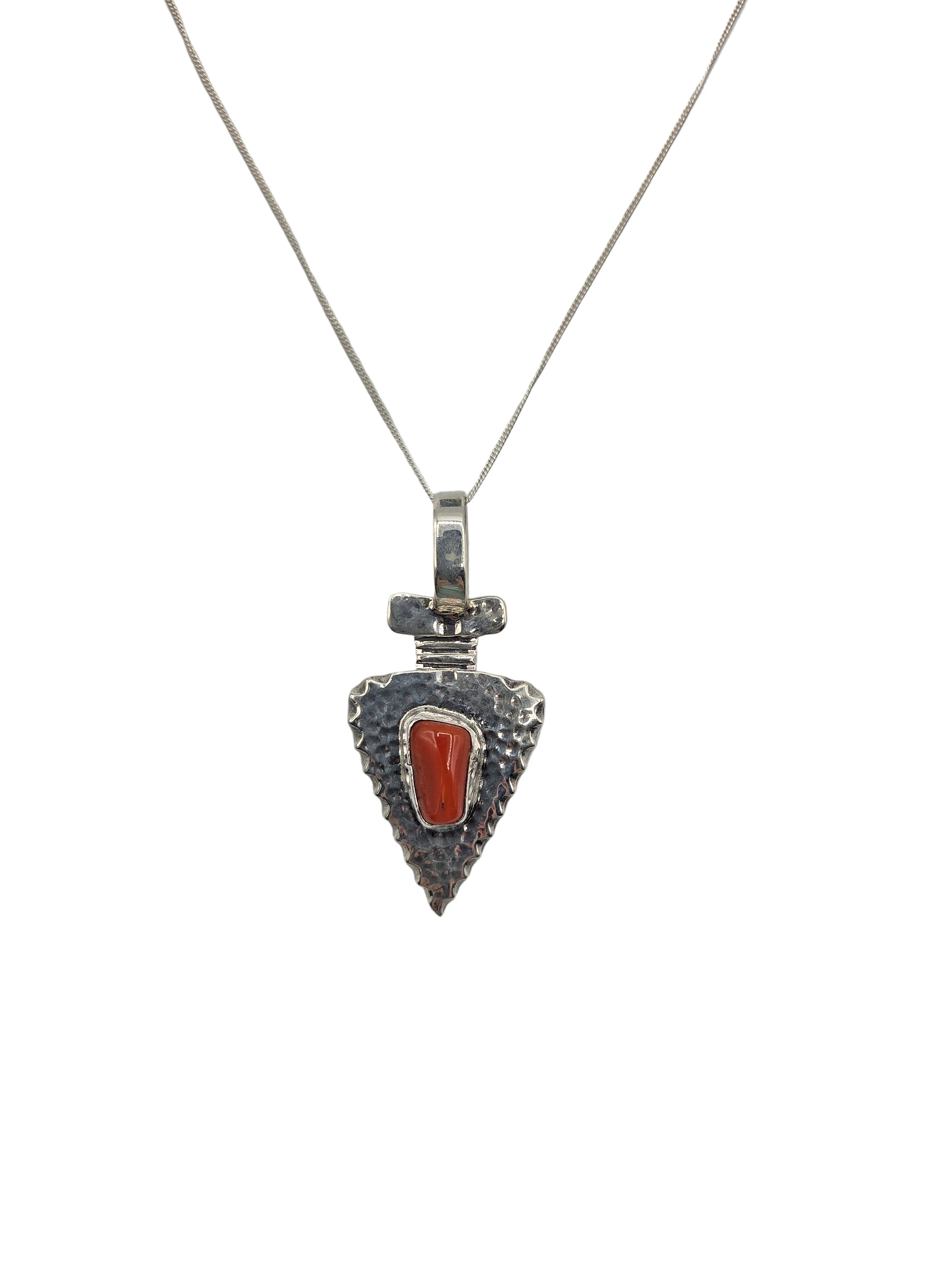 Red Coral Arrowhead Navajo Necklace