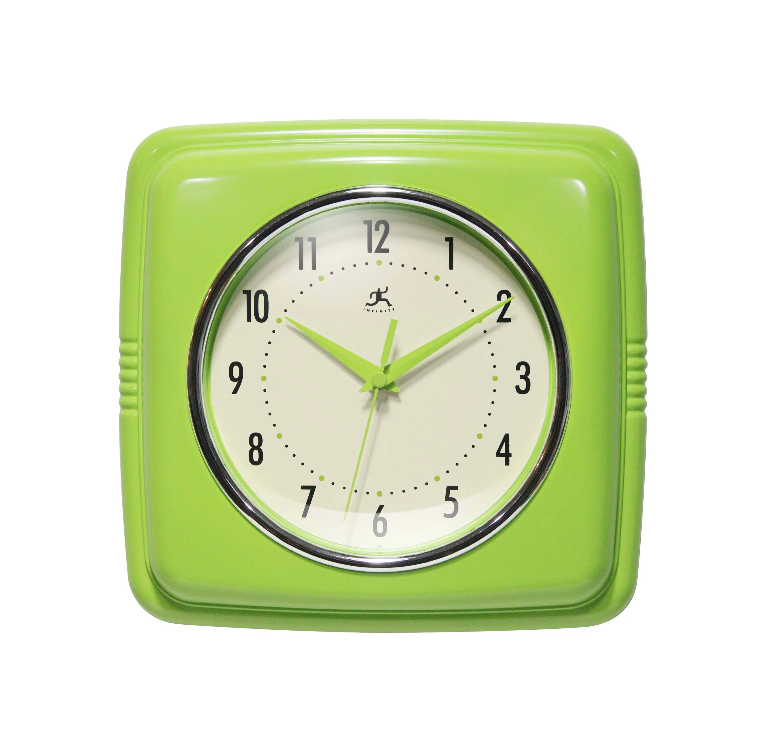 Retro Square Green Indoor Wall Clock 9.25 Inch