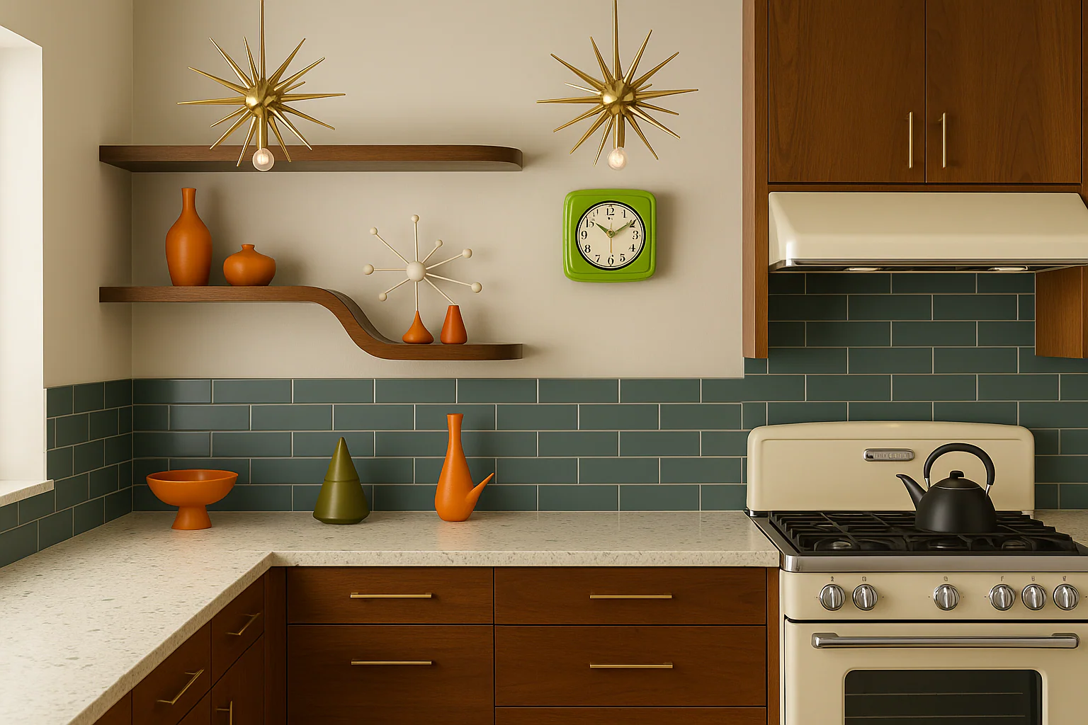 Retro Square Green Indoor Wall Clock 9.25 Inch - Image 5
