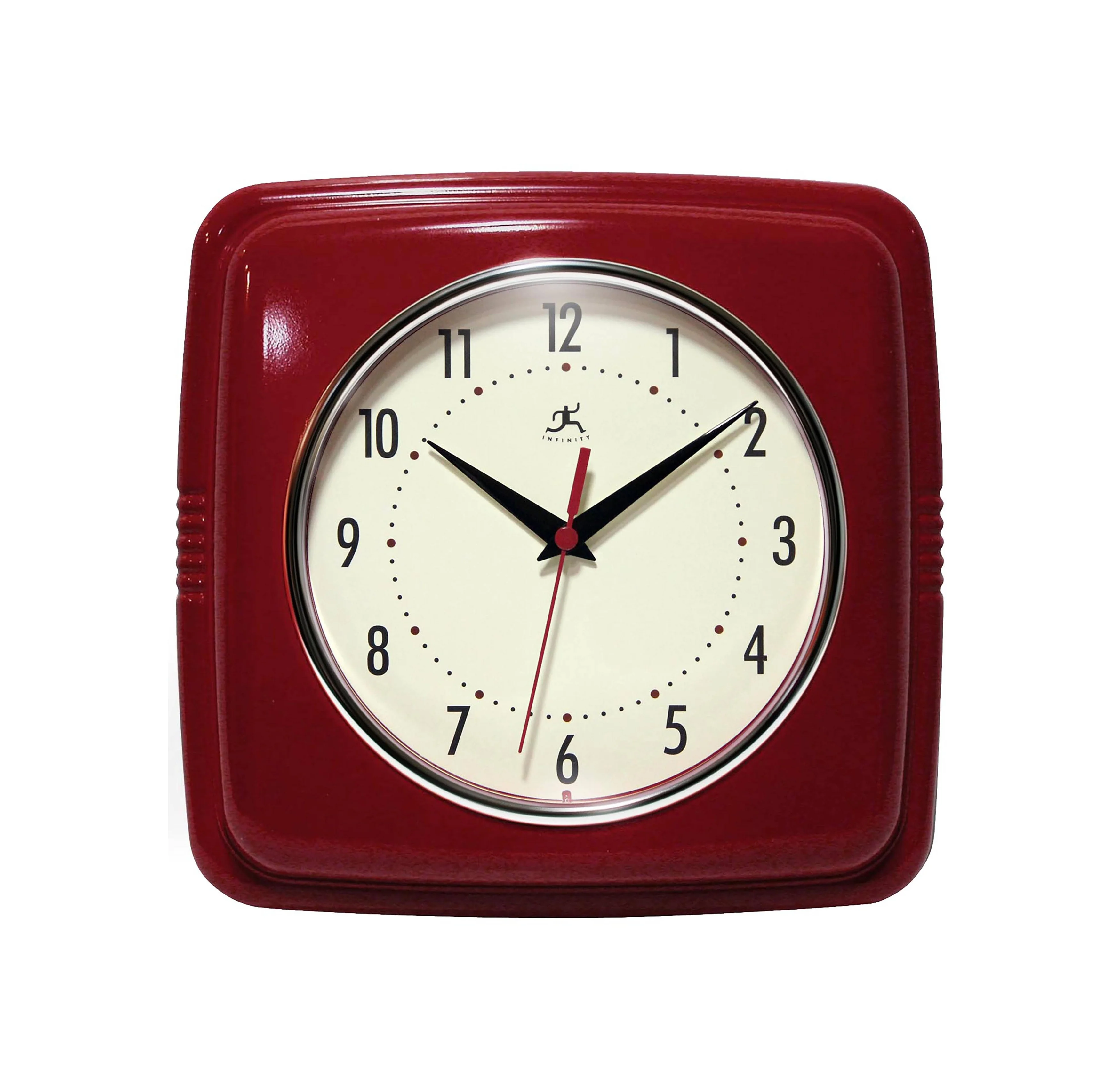Retro Square Red Indoor Wall Clock 9.25 Inch