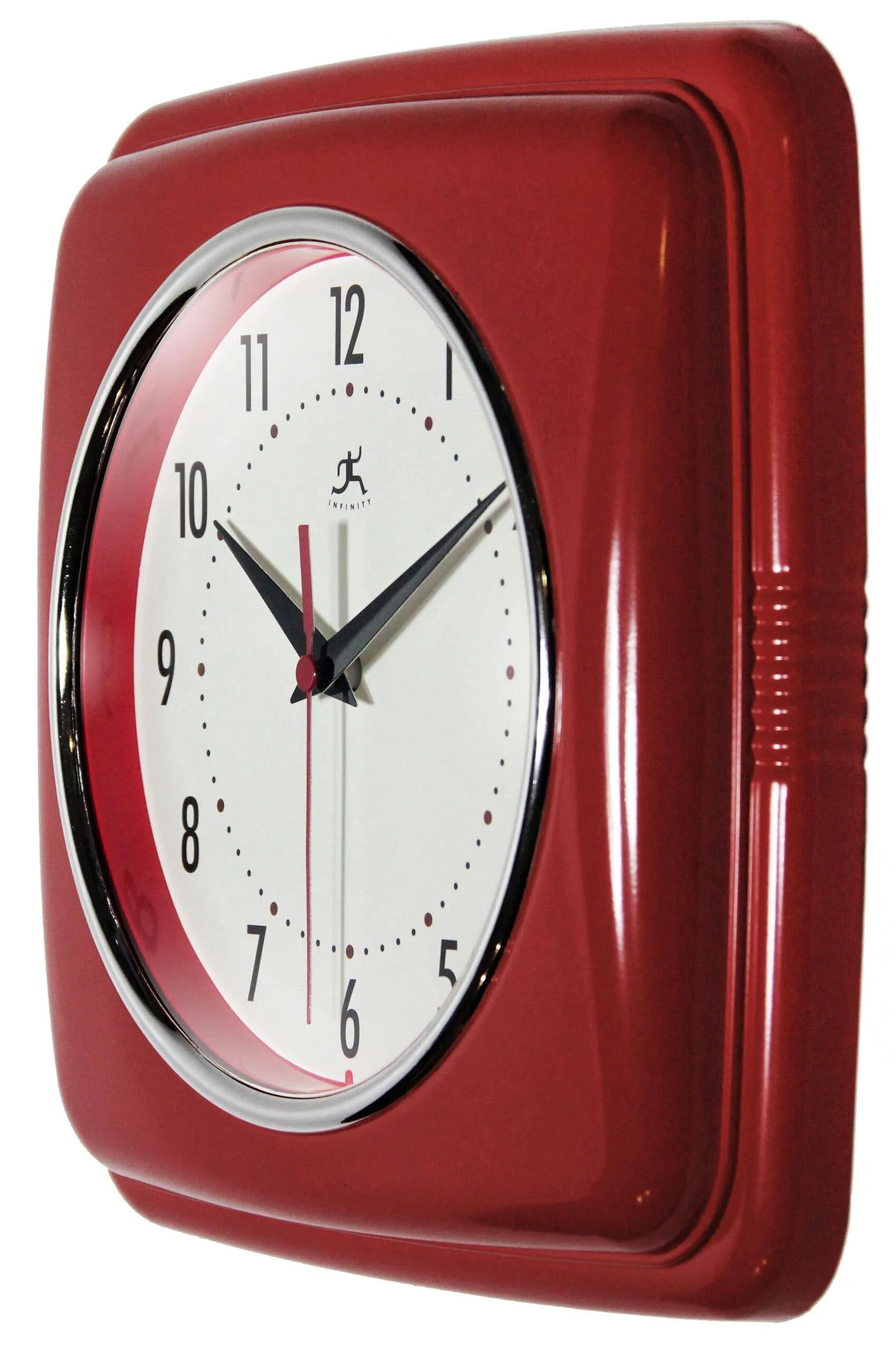 Retro Square Red Indoor Wall Clock 9.25 Inch - Image 3