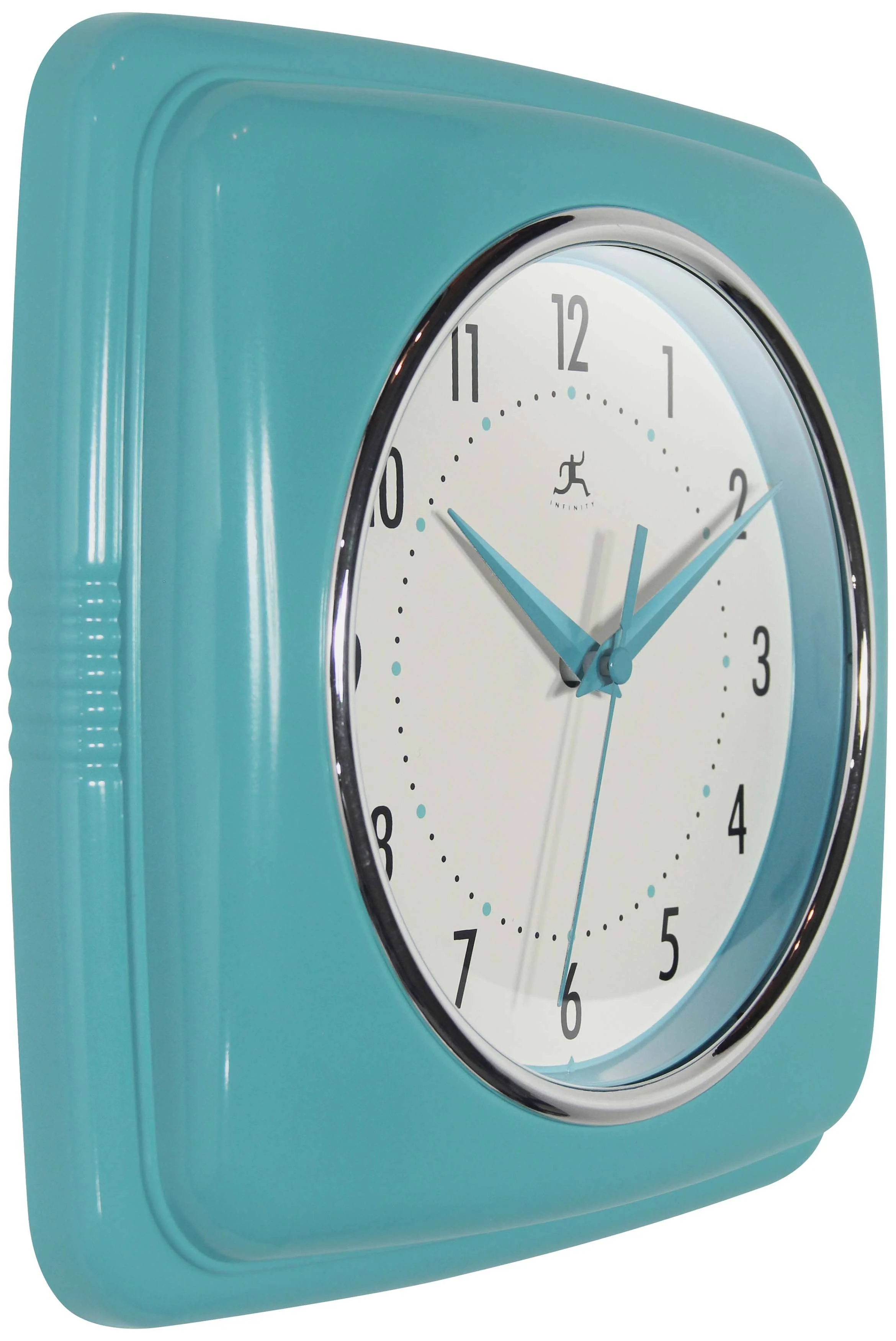 Retro Square Turquoise Indoor Wall Clock 9.25 Inch - Image 3