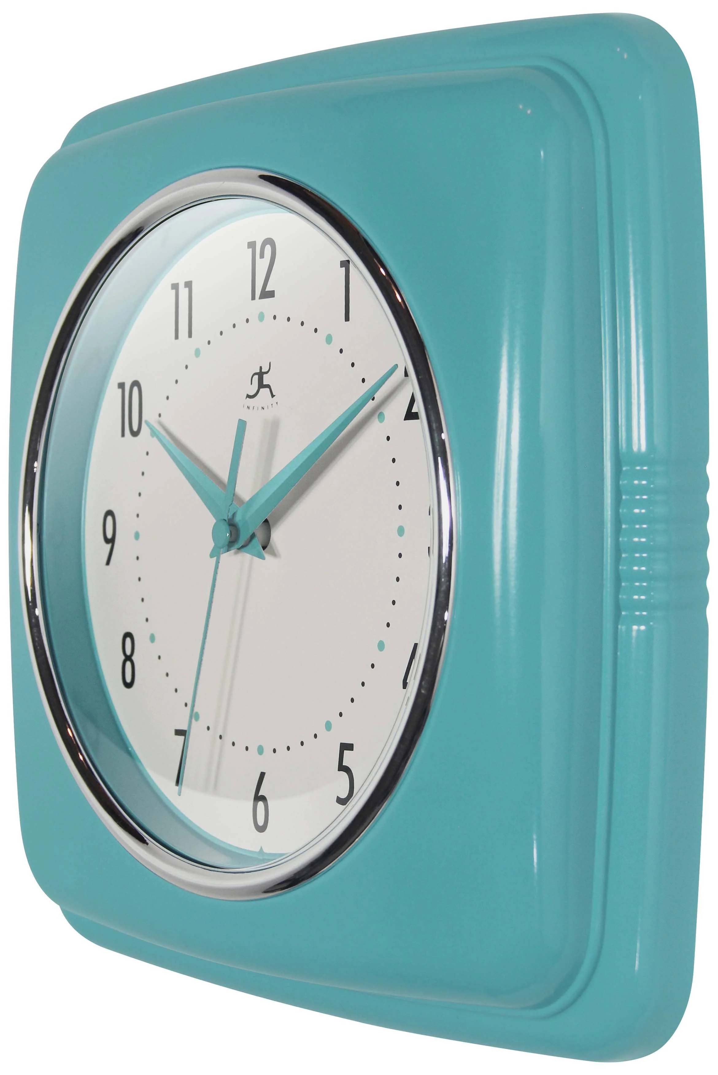 Retro Square Turquoise Indoor Wall Clock 9.25 Inch - Image 4