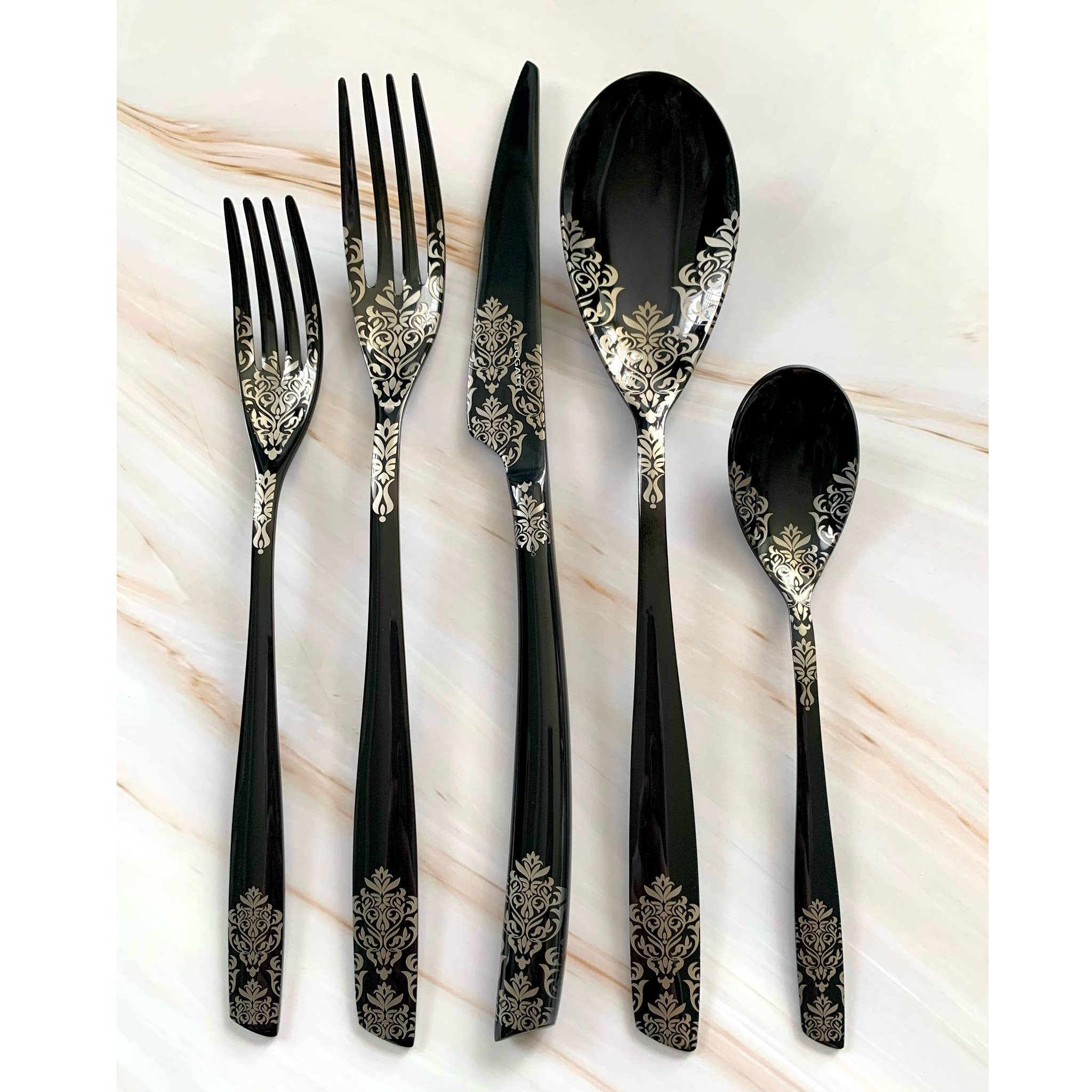 Riviera Devore' Black 5 Piece Place Setting - Image 2