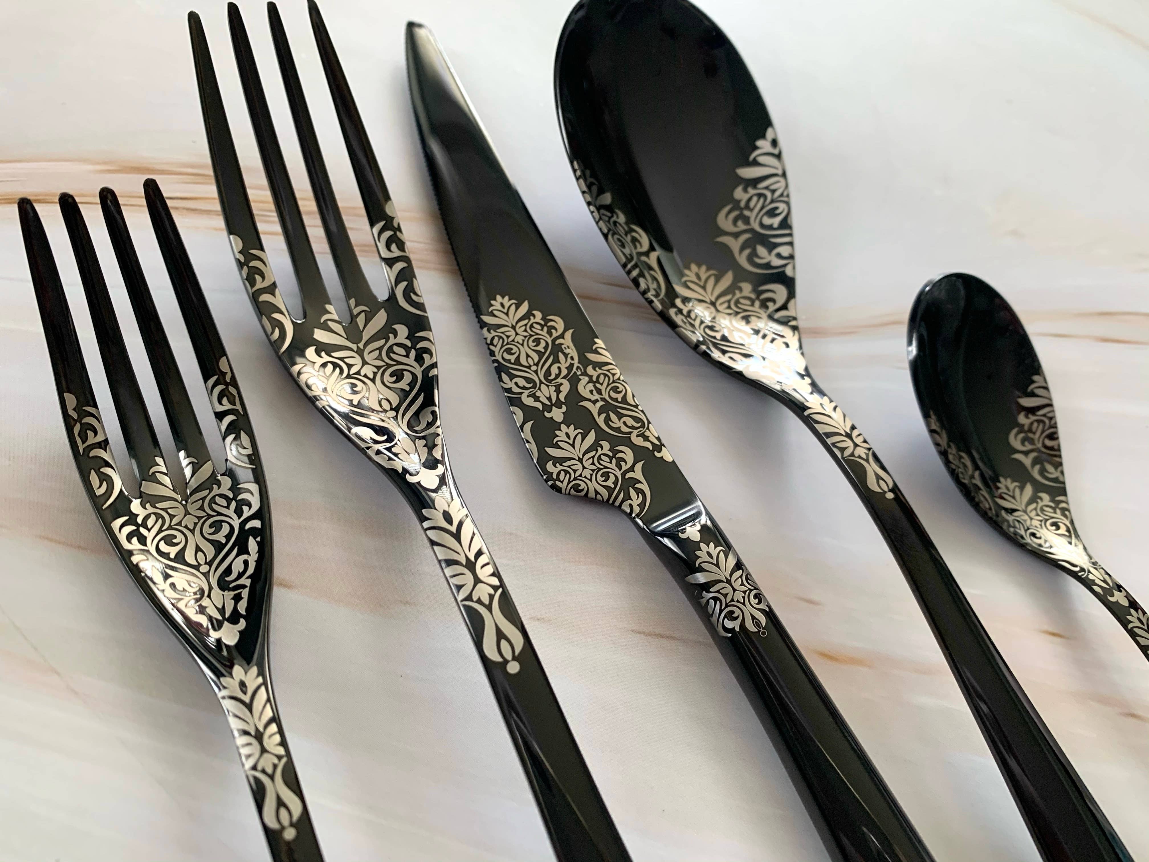 Riviera Devore' Black 5 Piece Place Setting - Image 3