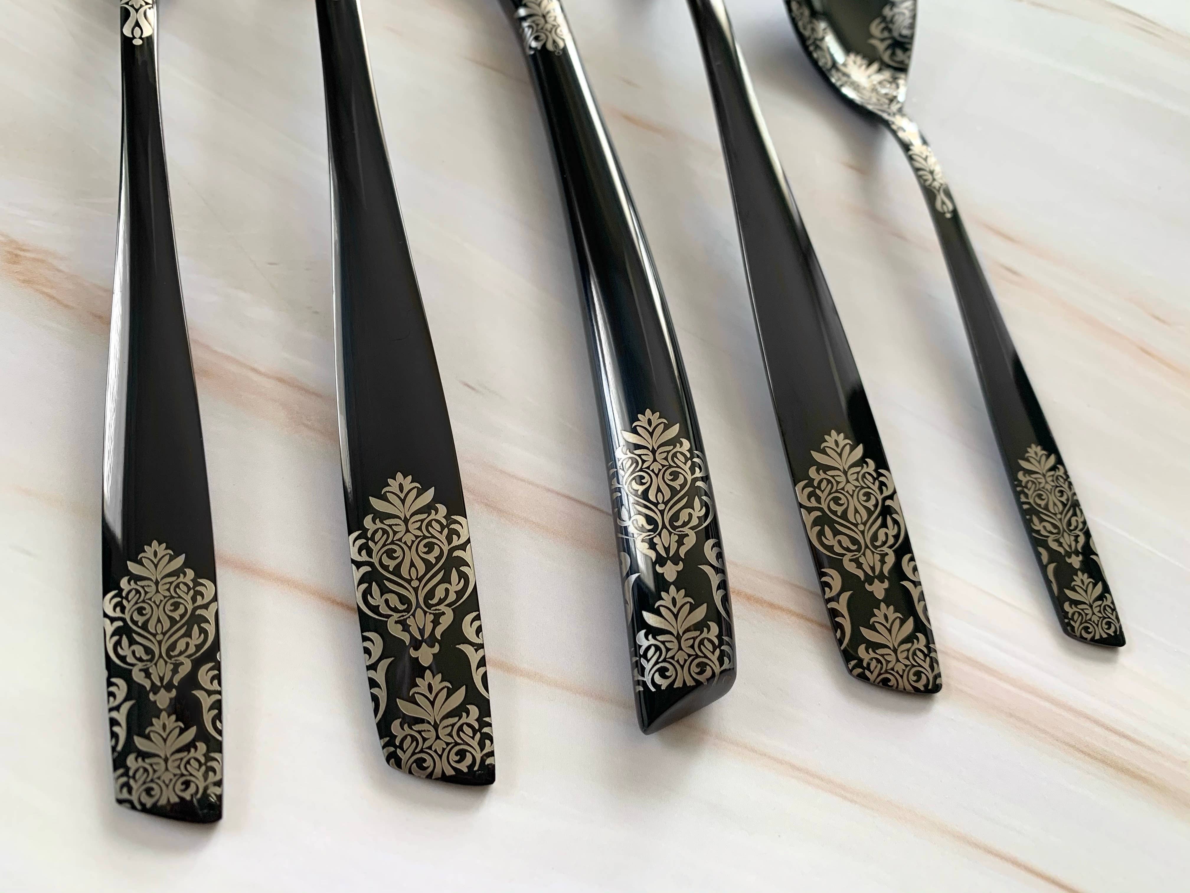 Riviera Devore' Black 5 Piece Place Setting - Image 4