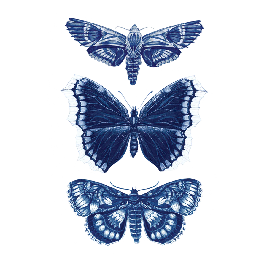 Sapphire Moths Tattoo Pair