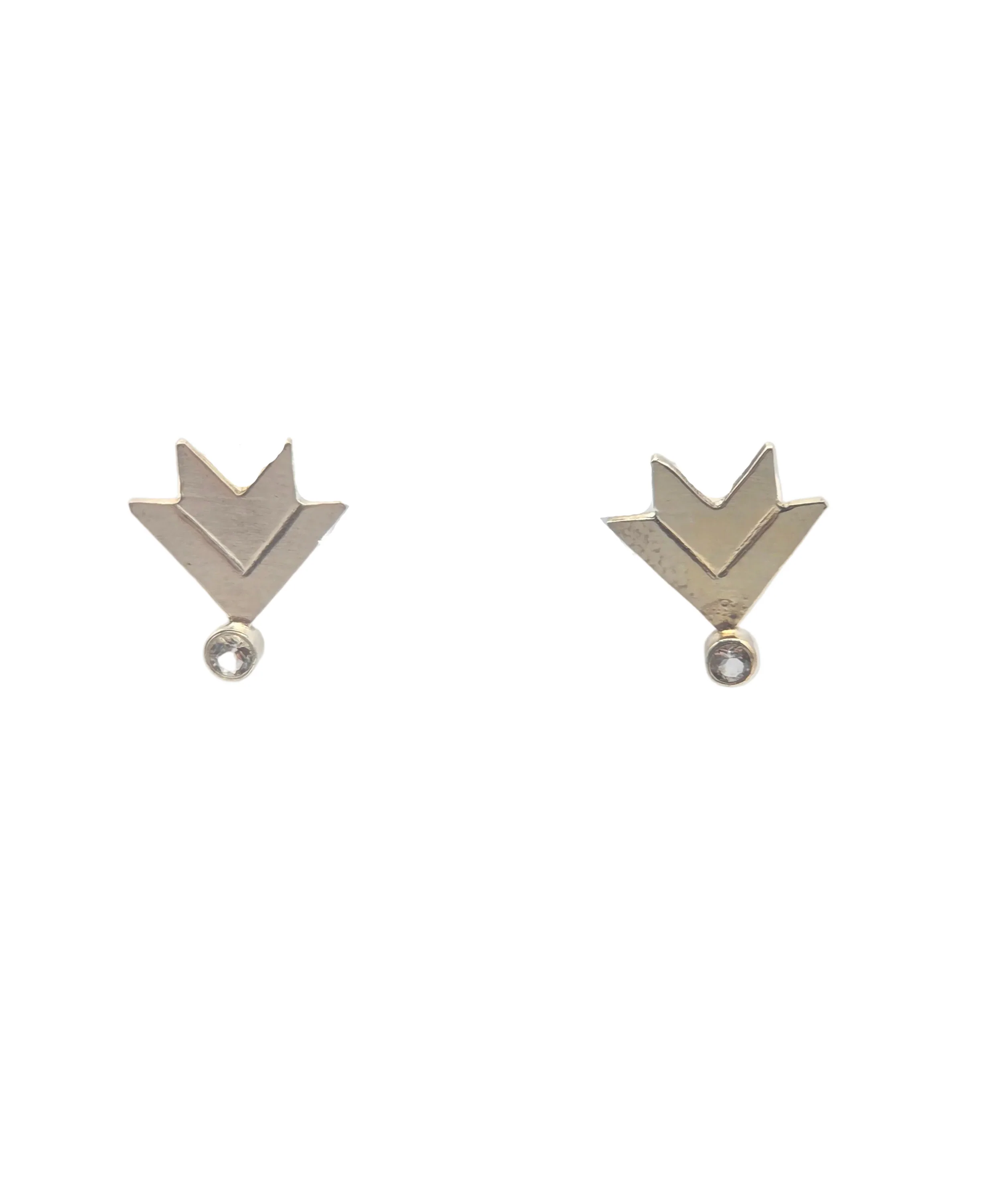 Small Arrow Earrings With White Topaz