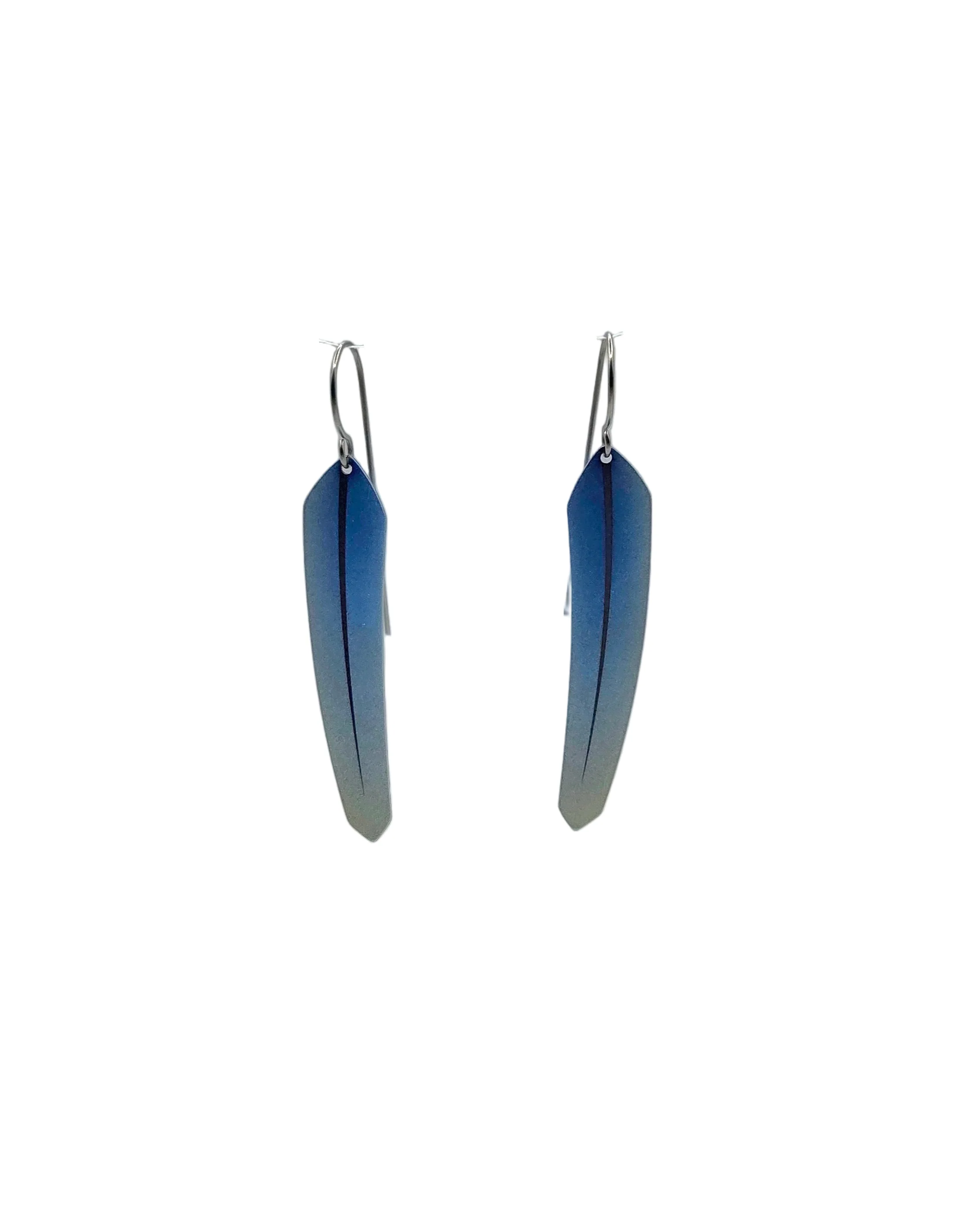 Small Tech Feather Earrings Stainless Steel