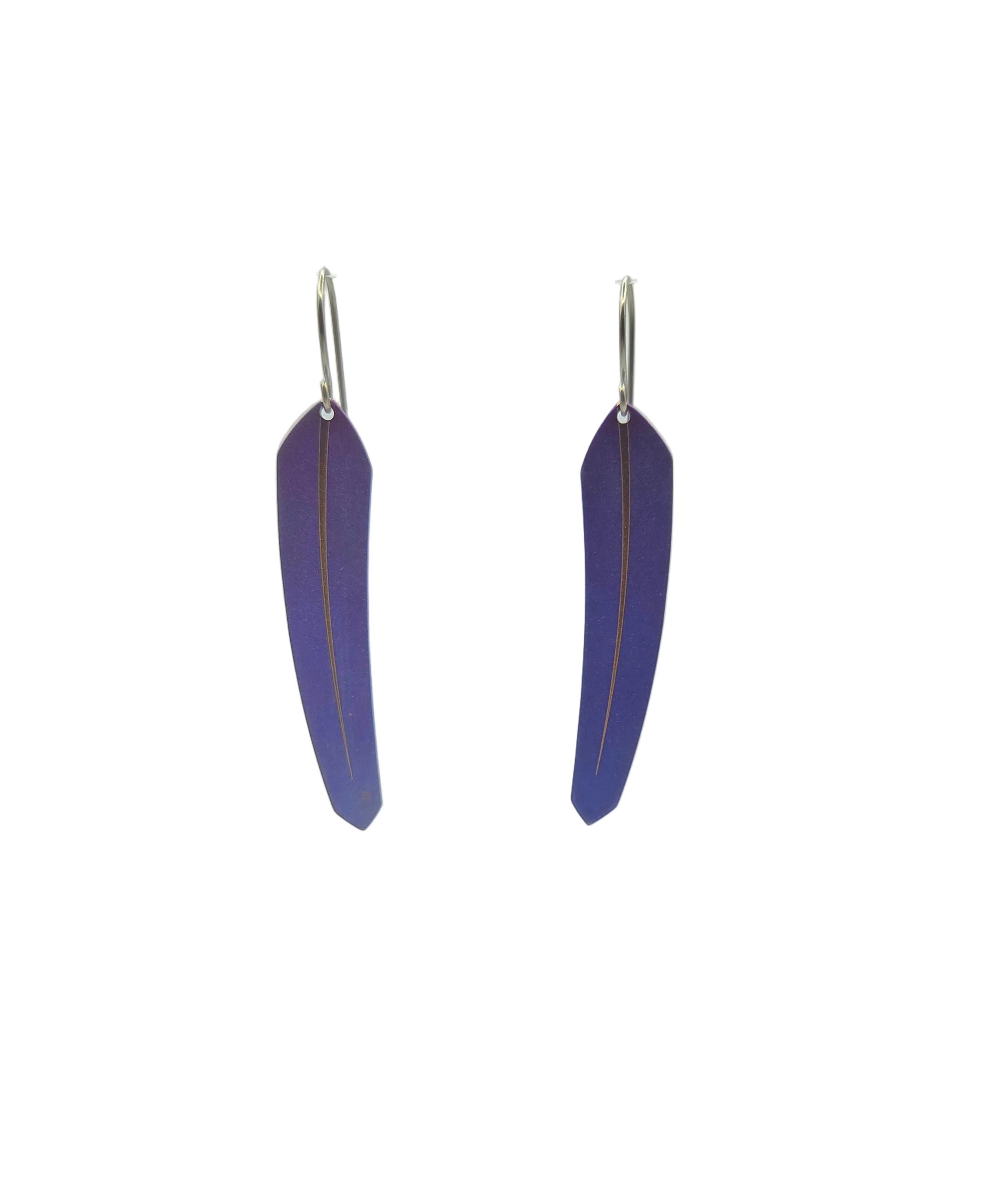 Small Tech Feather Earrings Stainless Steel - Image 3
