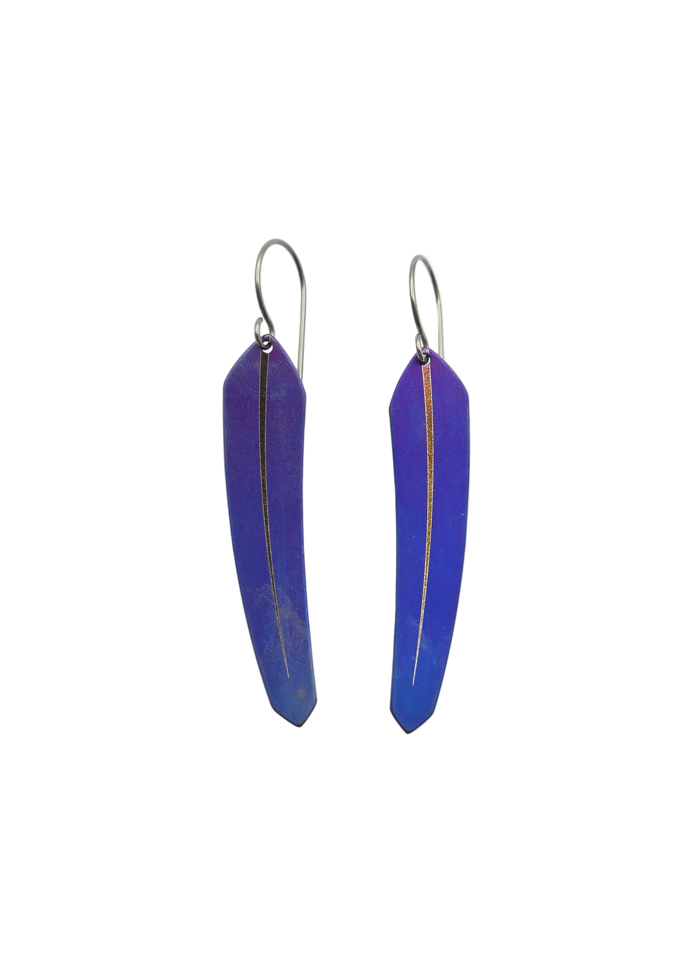Small Tech Feather Earrings Stainless Steel - Image 4