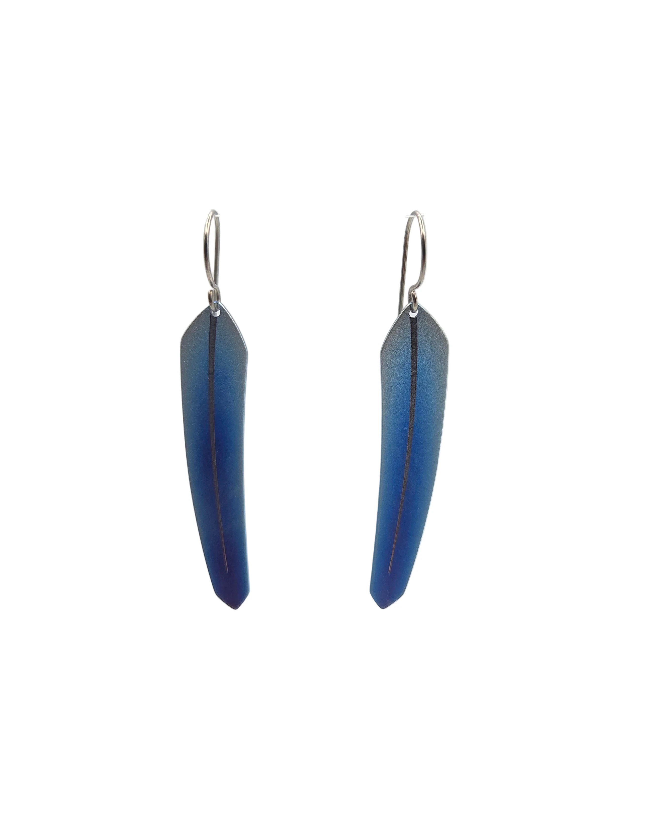Small Tech Feather Earrings Stainless Steel - Image 7