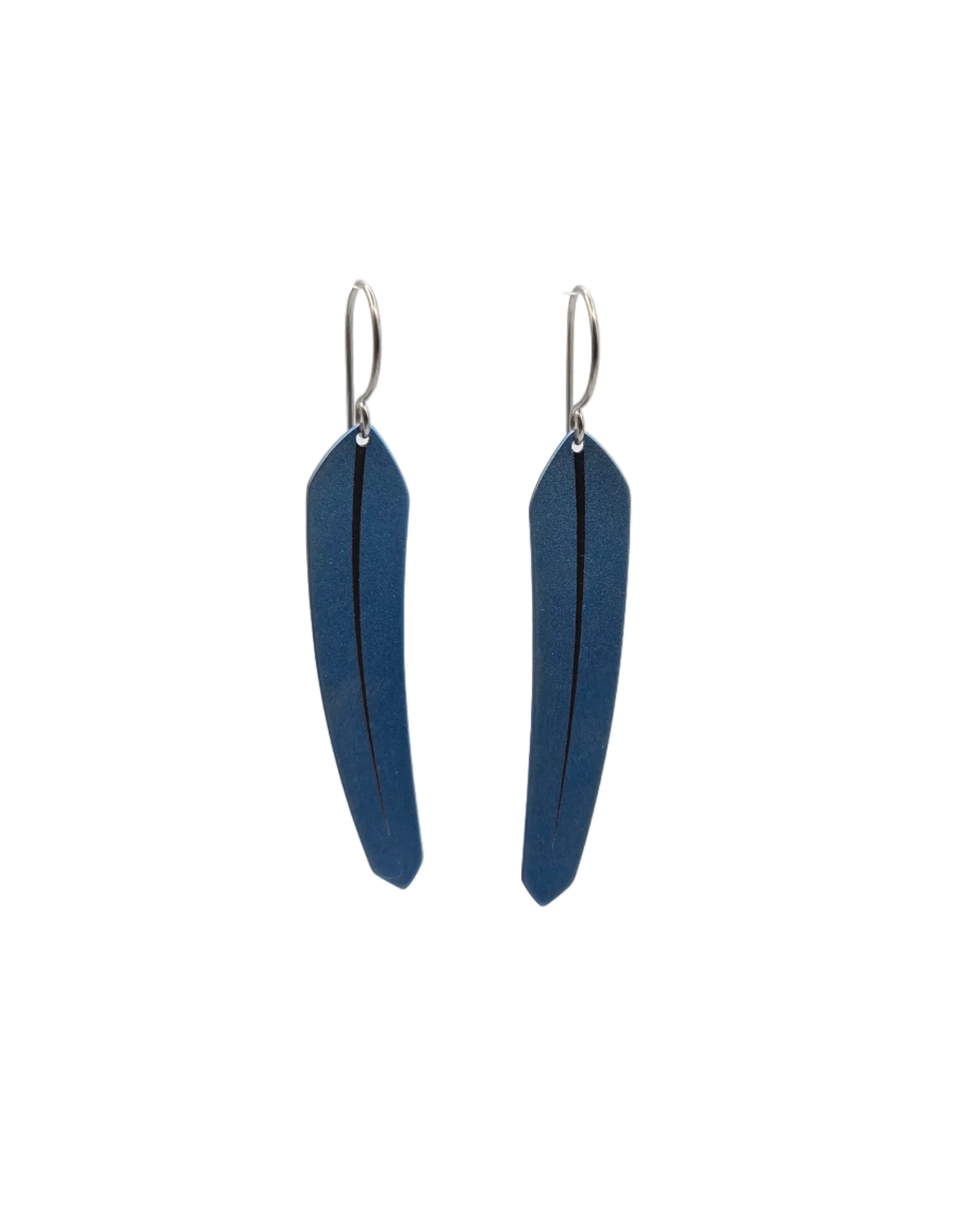 Small Tech Feather Earrings Stainless Steel - Image 8