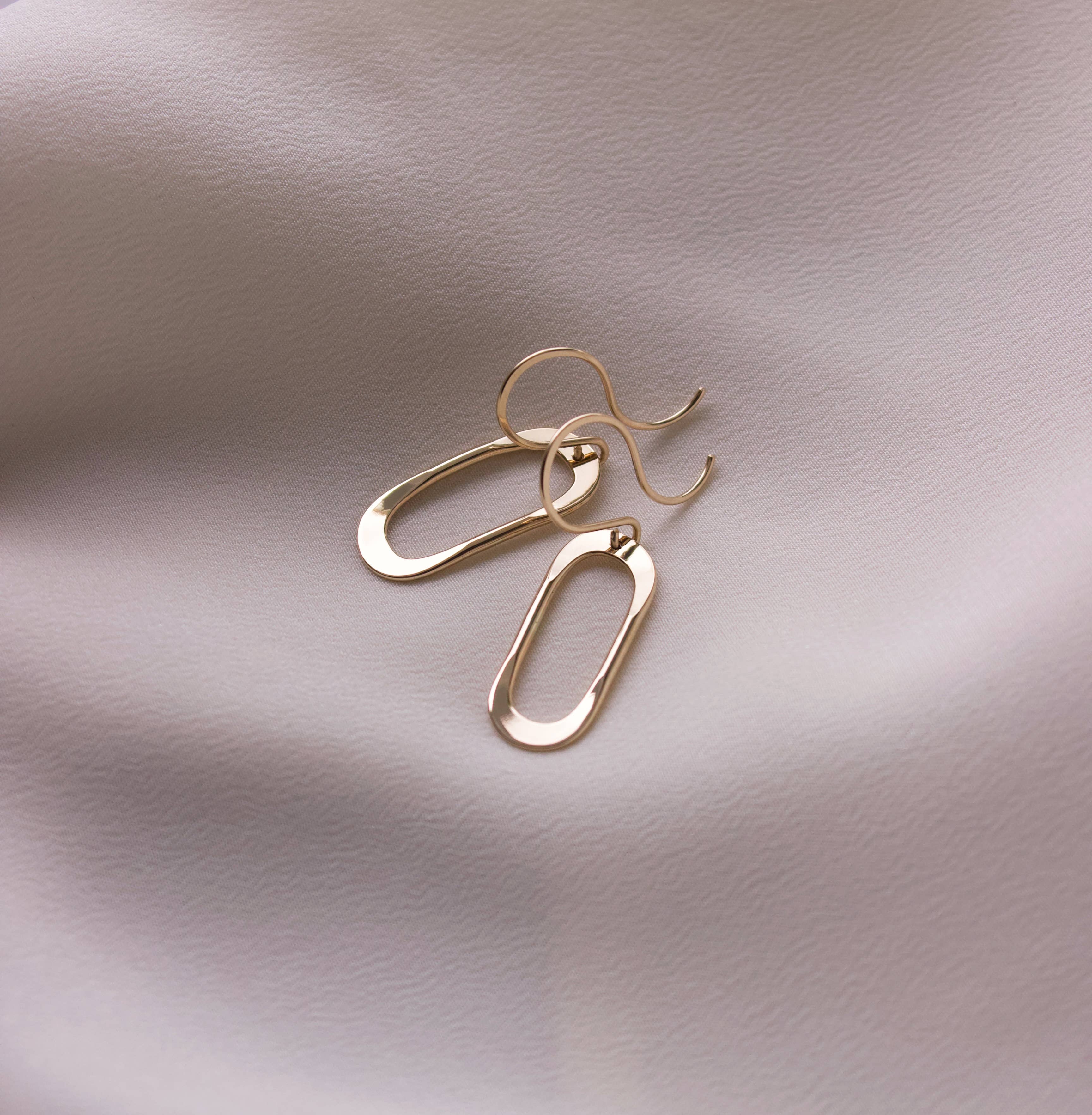 Soft Oval Earrings, Handmade 14K Gold Fill, Sterling Silver - Image 2