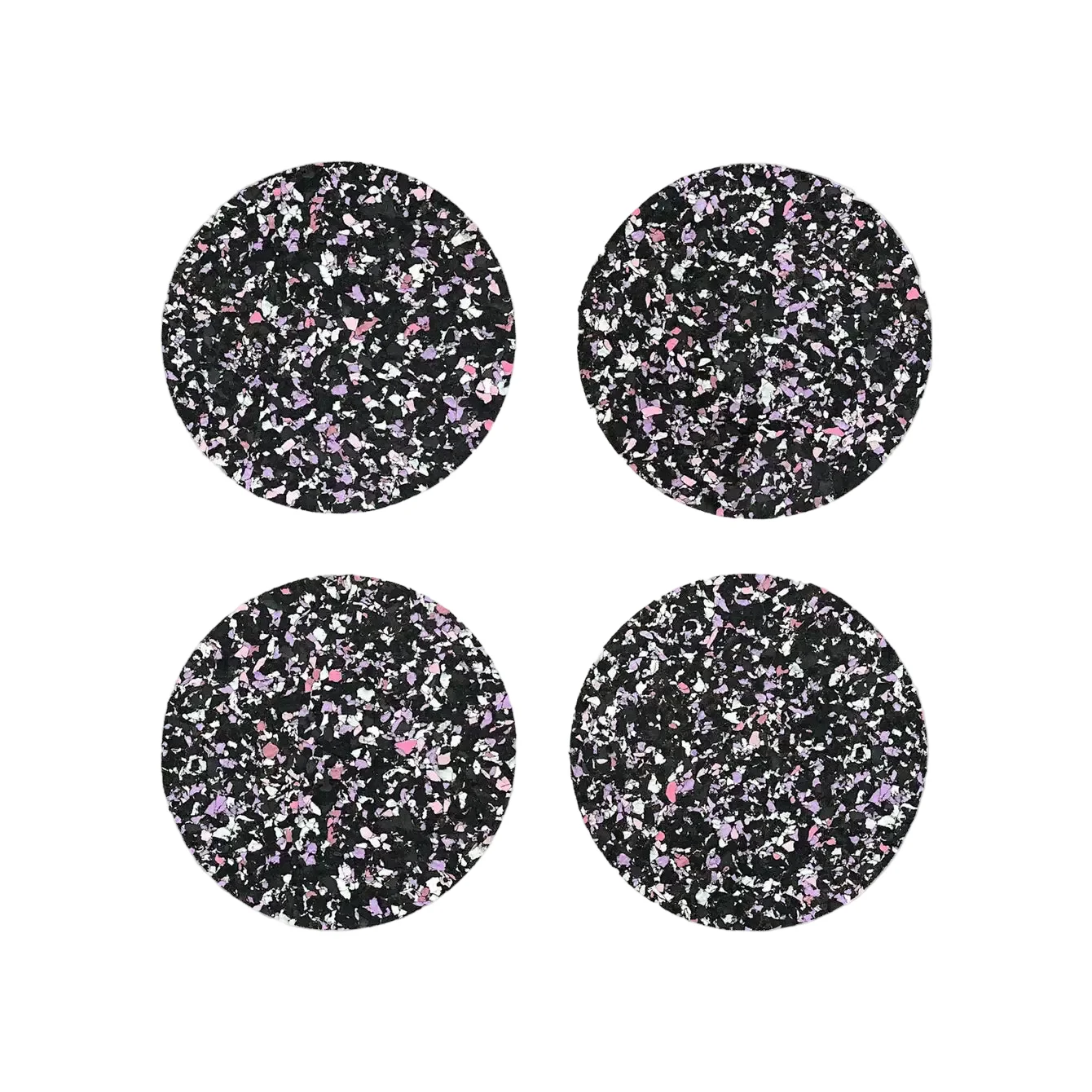 Speckled Round Cork Coasters - Black/Purple