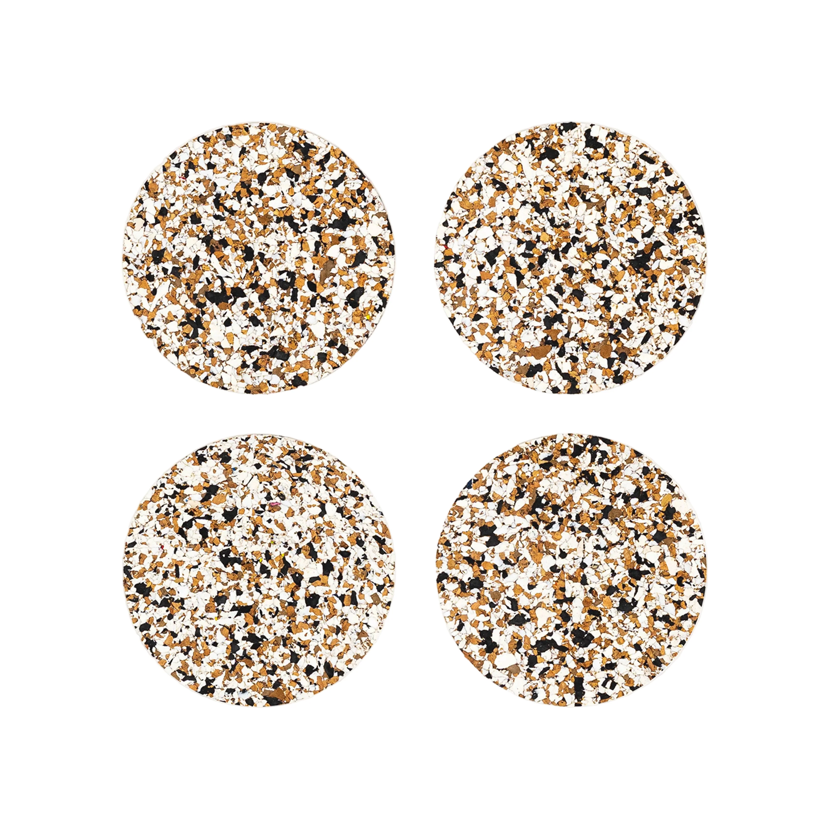 Speckled Round Cork Coasters Set of 4 - Black