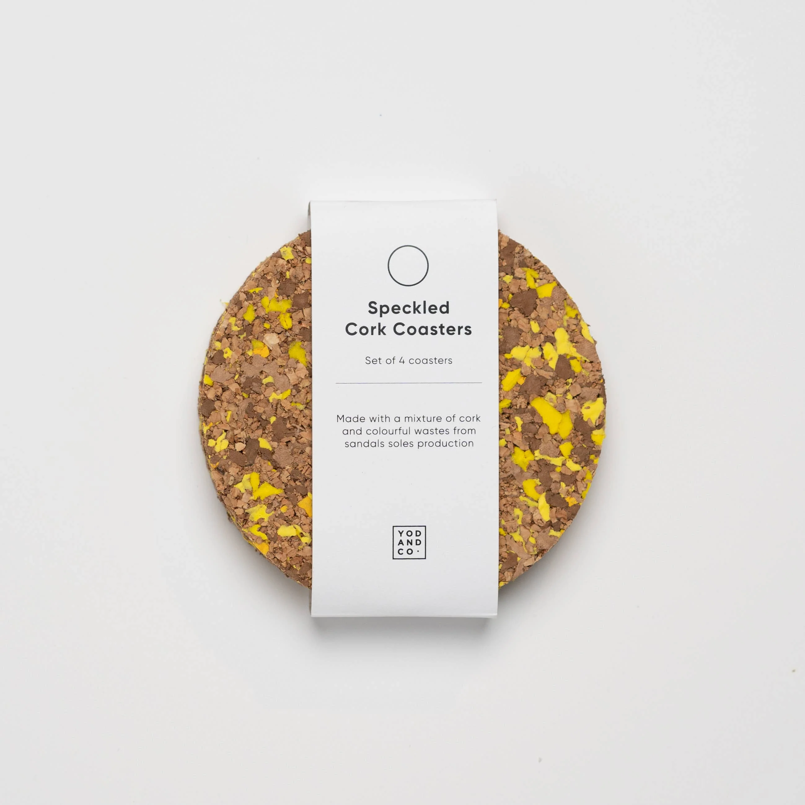 Speckled Round Cork Coasters Set of 4 - Yellow - Image 2