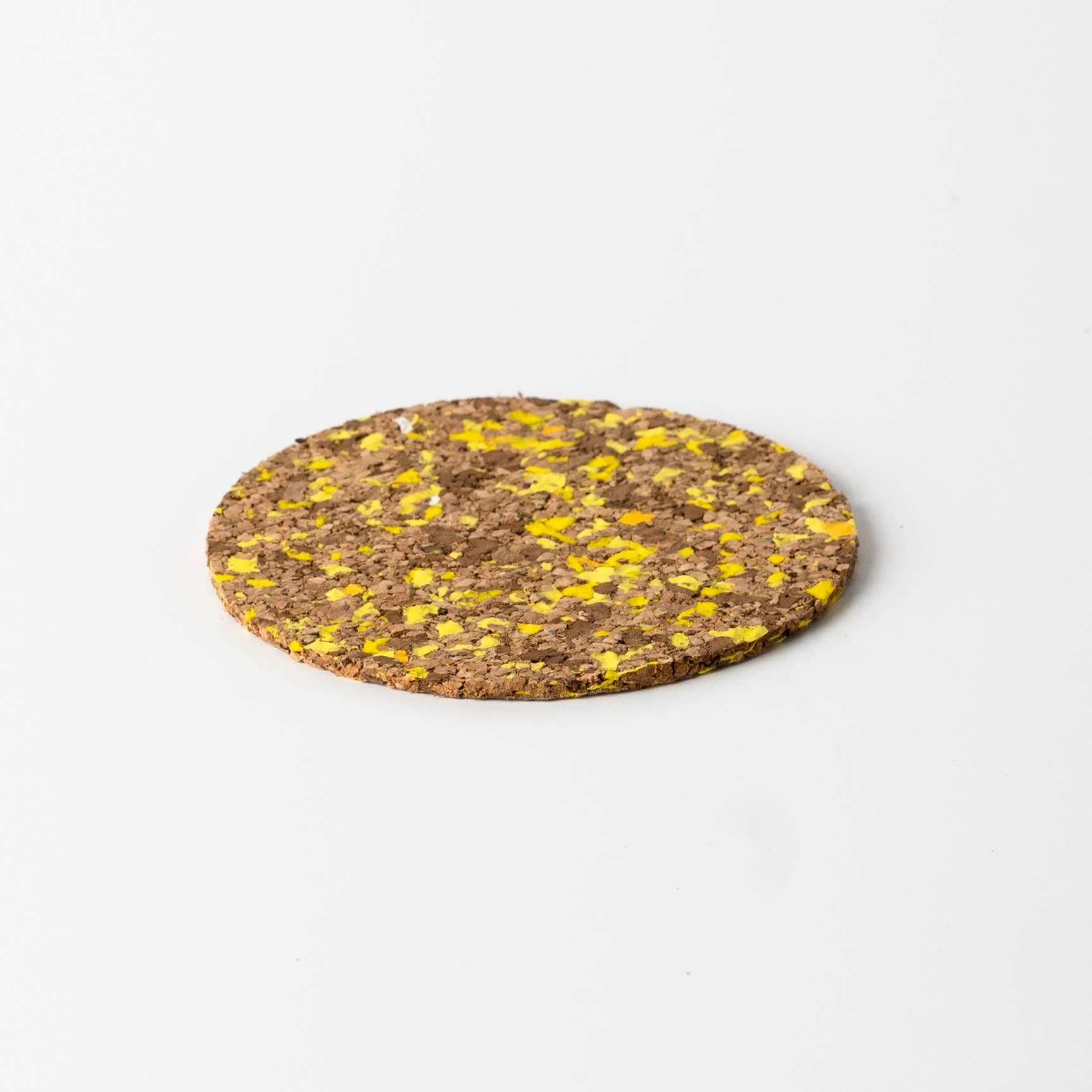 Speckled Round Cork Coasters Set of 4 - Yellow - Image 3