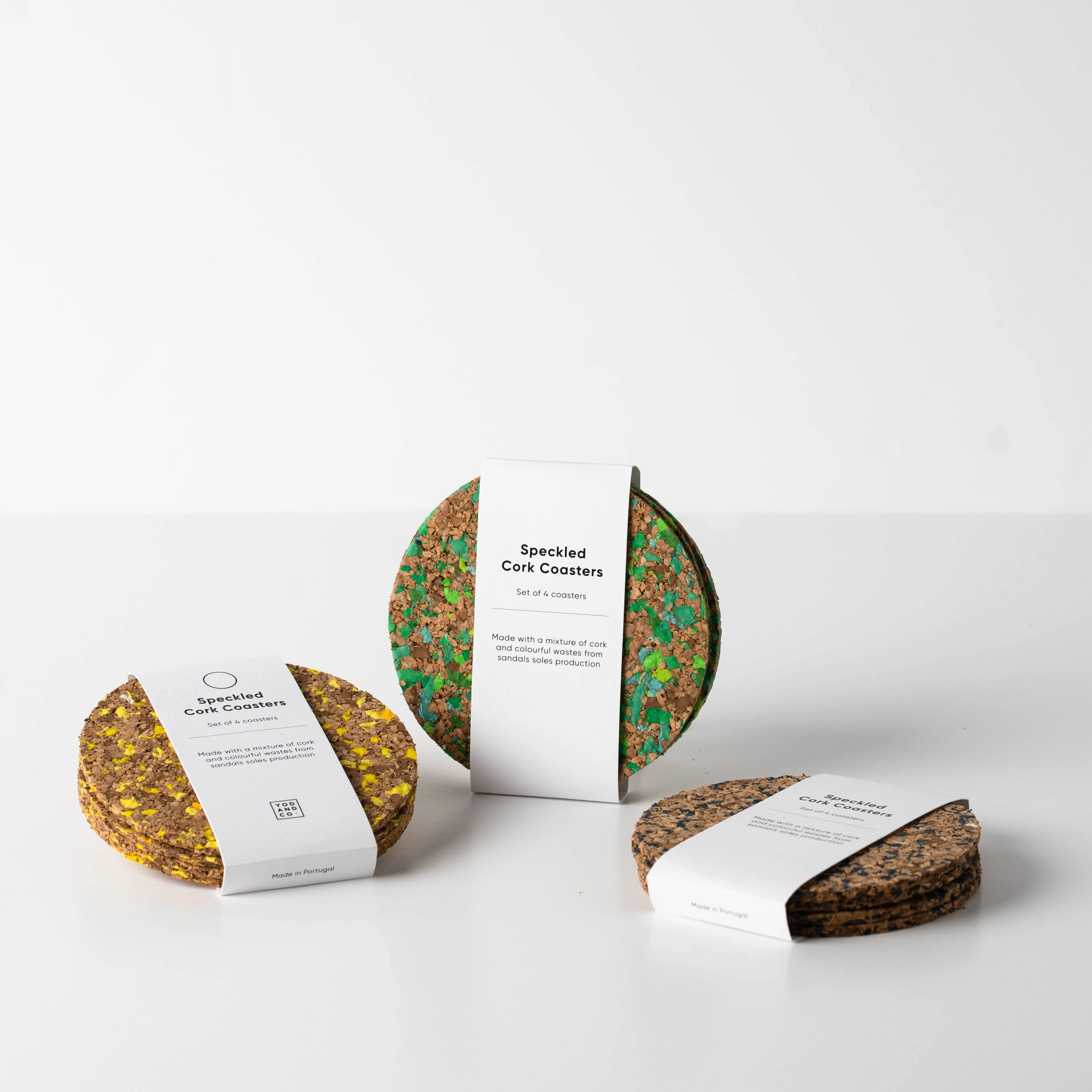 Speckled Round Cork Coasters Set of 4 - Yellow - Image 4