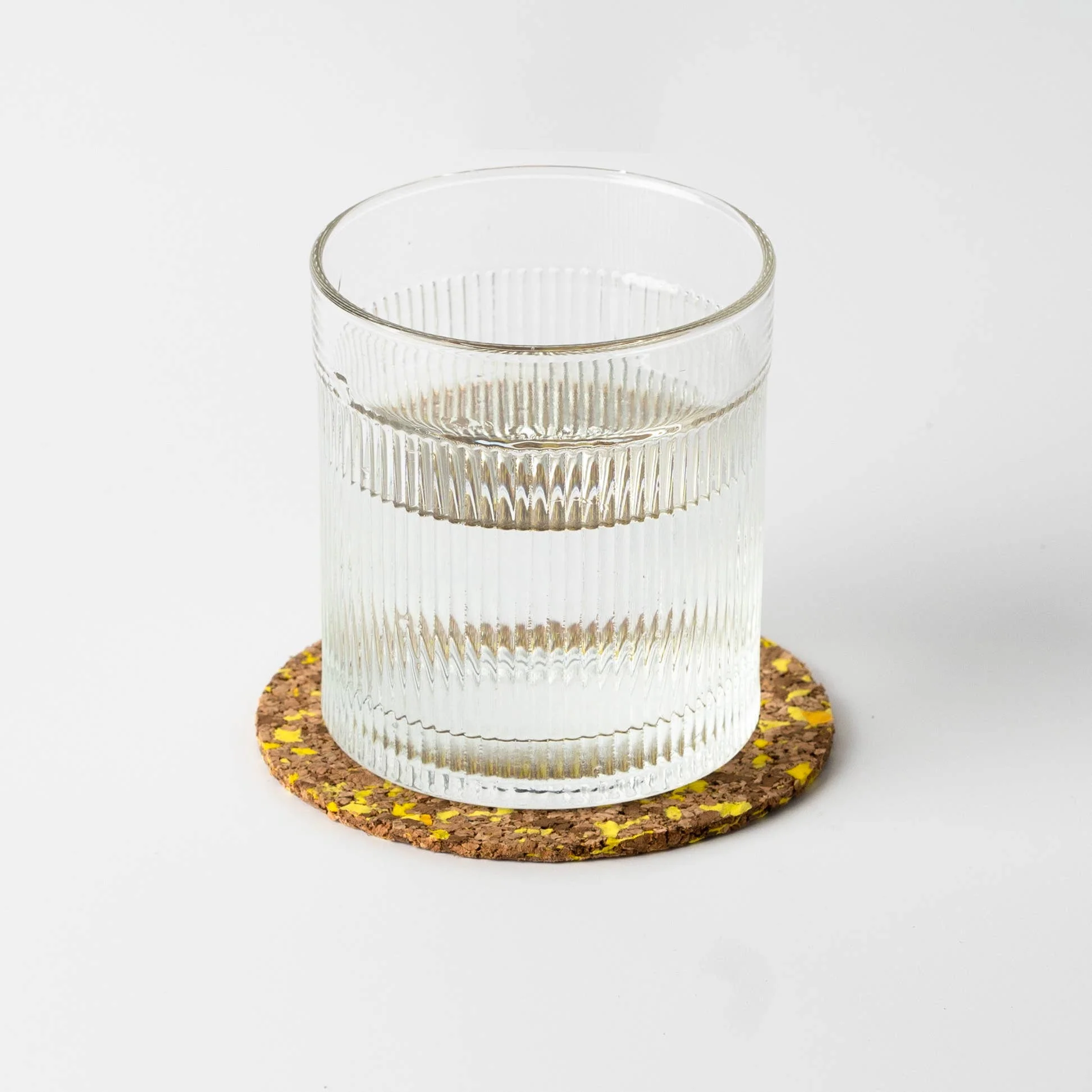 Speckled Round Cork Coasters Set of 4 - Yellow - Image 5