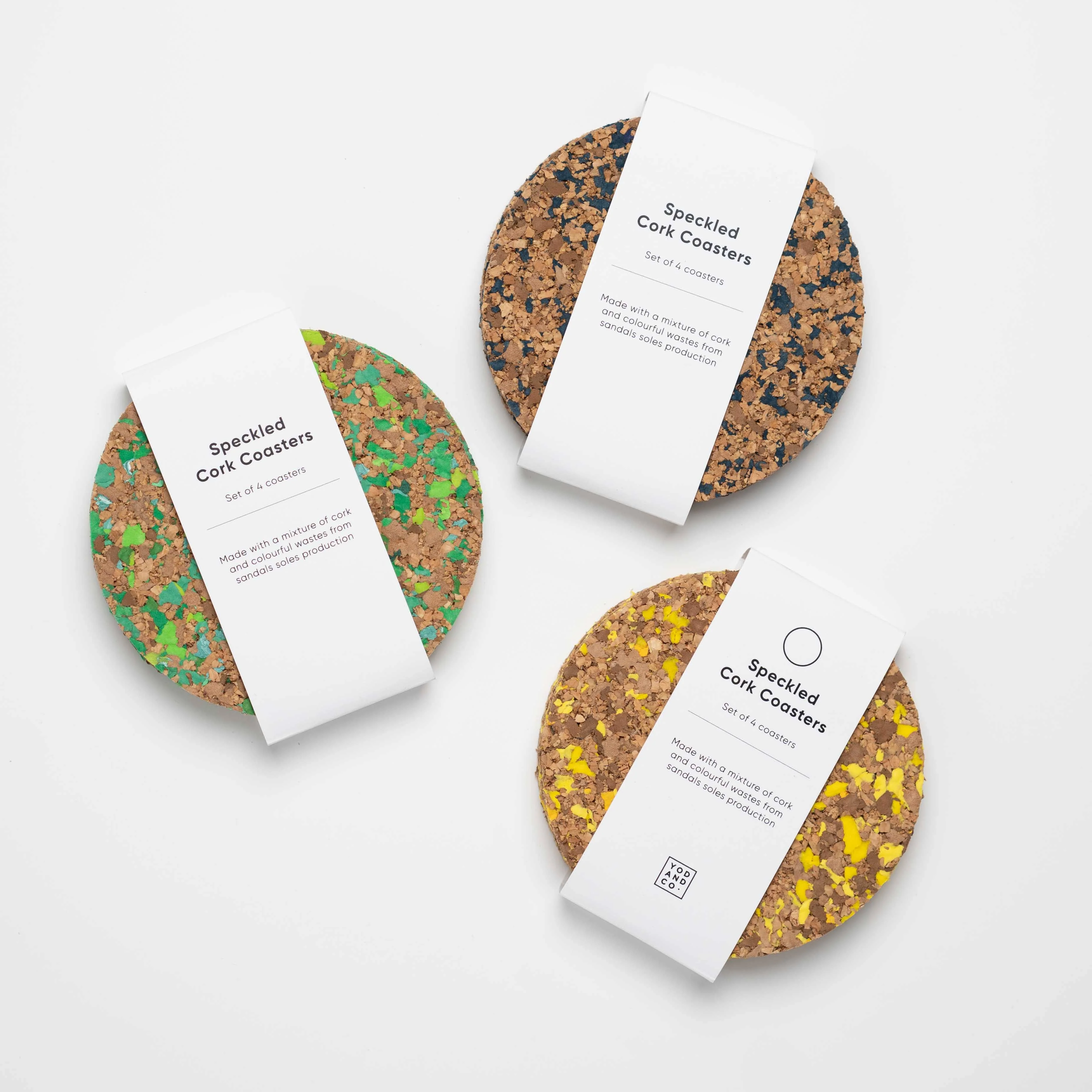 Speckled Round Cork Coasters Set of 4 - Yellow - Image 6
