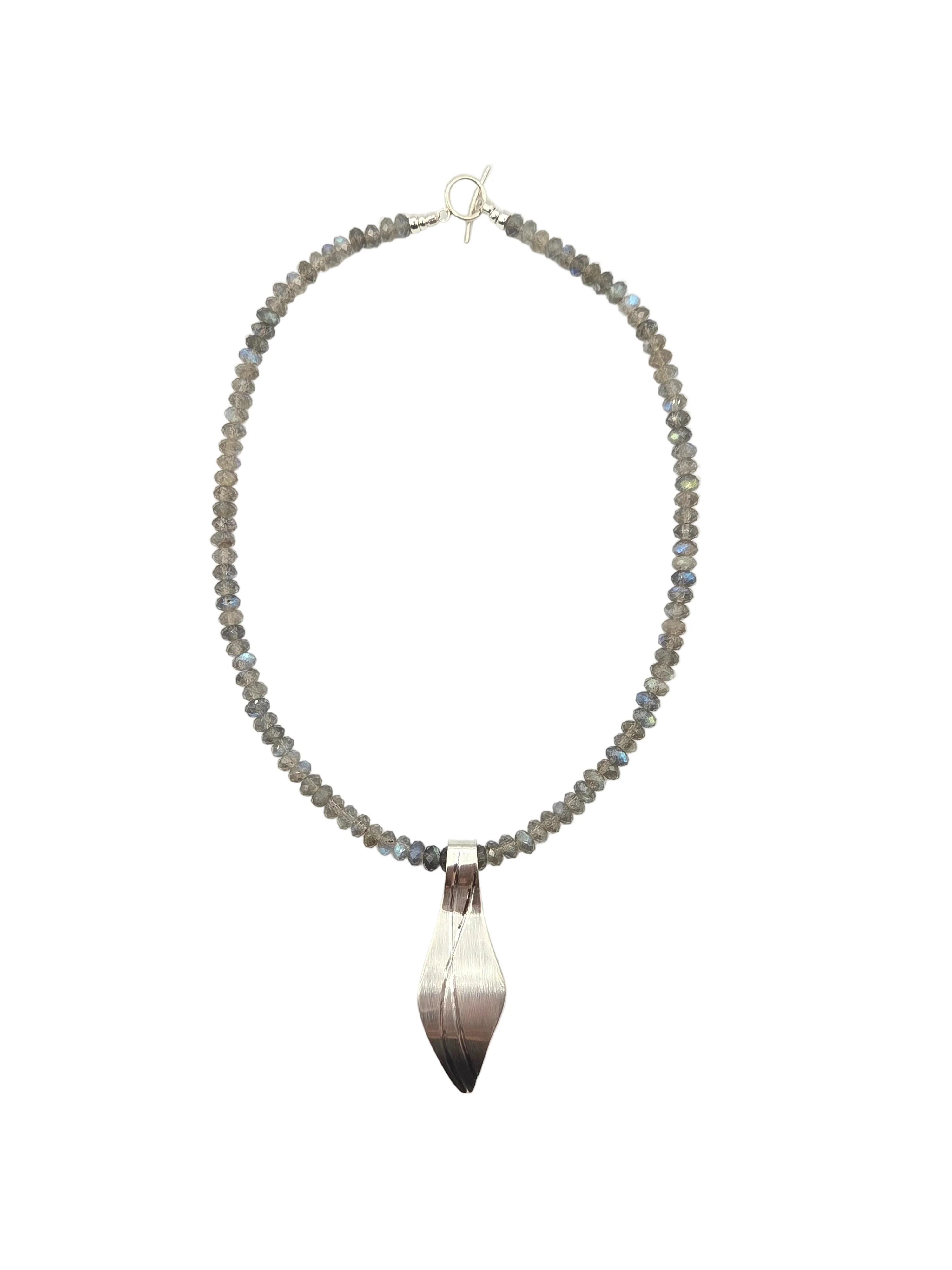 Sterling Silver Leaf Slider With Labradorite Beads