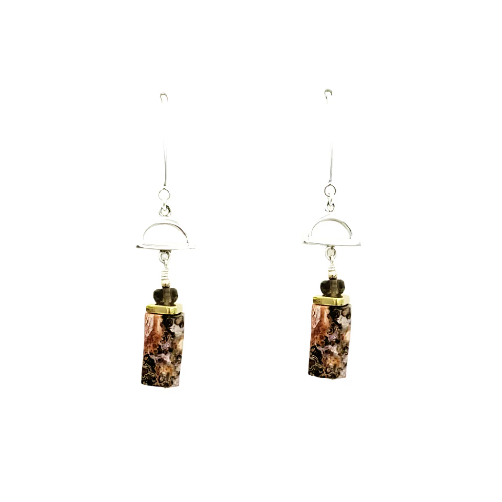 Leopard Skin Jasper with Smokey Quartz Earrings