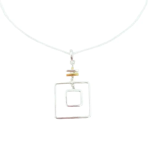 Silver Double Square Necklace