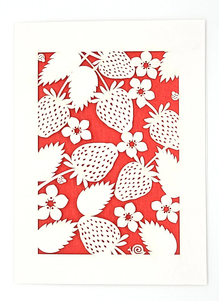 Strawberries individual notecard
