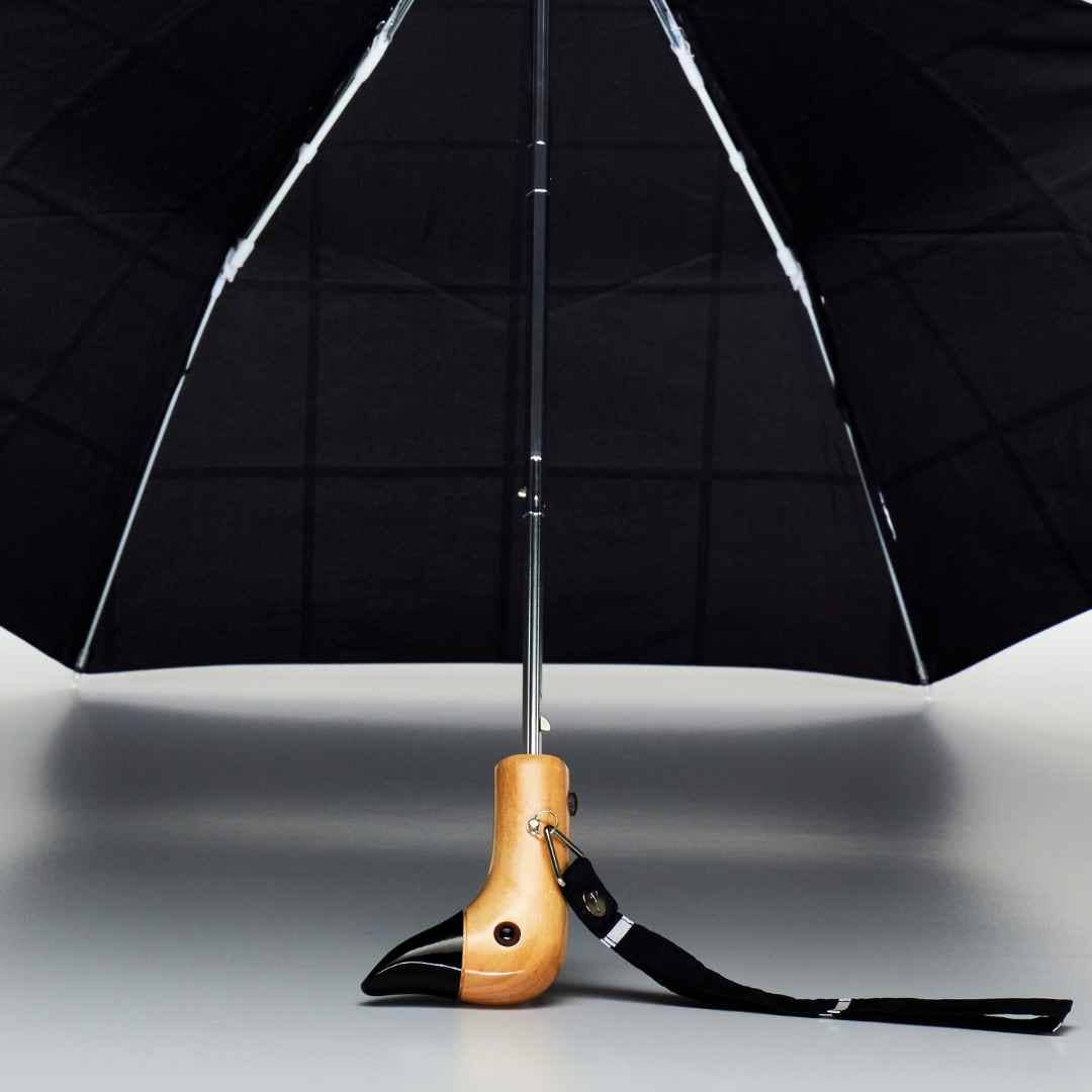 Stylish Black Grid Compact Eco-friendly Duck Umbrella - Image 6