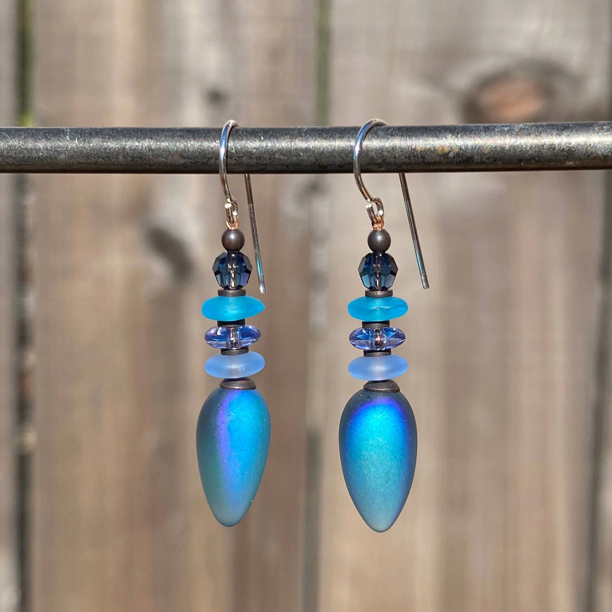 Tango Earrings in Frosted Indigo Blue - Image 3