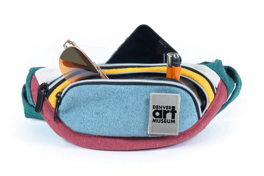 The Maverick Boho Blue Fanny Pack with Denver Art Museum Velcro Patch - Image 3