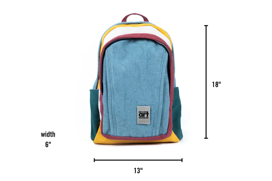 The Pioneer Boho Blue Backpack with Denver Art Museum Velcro Patch - Image 4