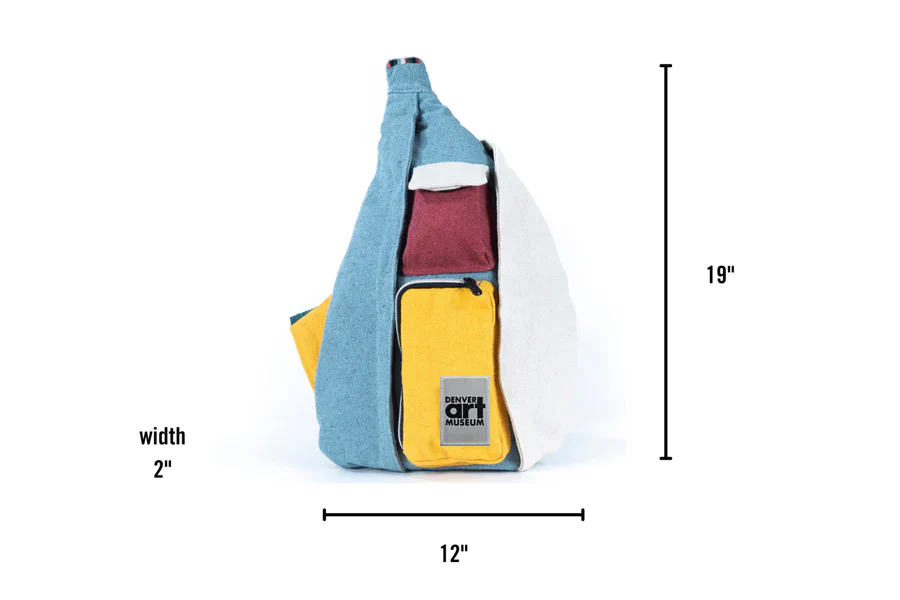 The Seeker Boho Blue Crossbody Bag with Denver Art Museum Velcro Patch - Image 2