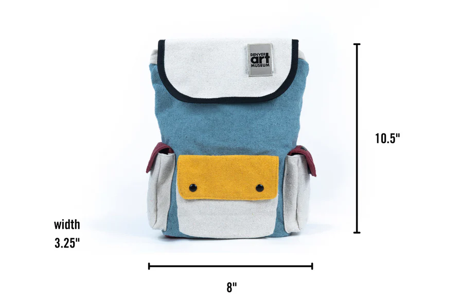 The Wanderer Boho Blue Backpack with Denver Art Museum Velcro Patch - Image 2