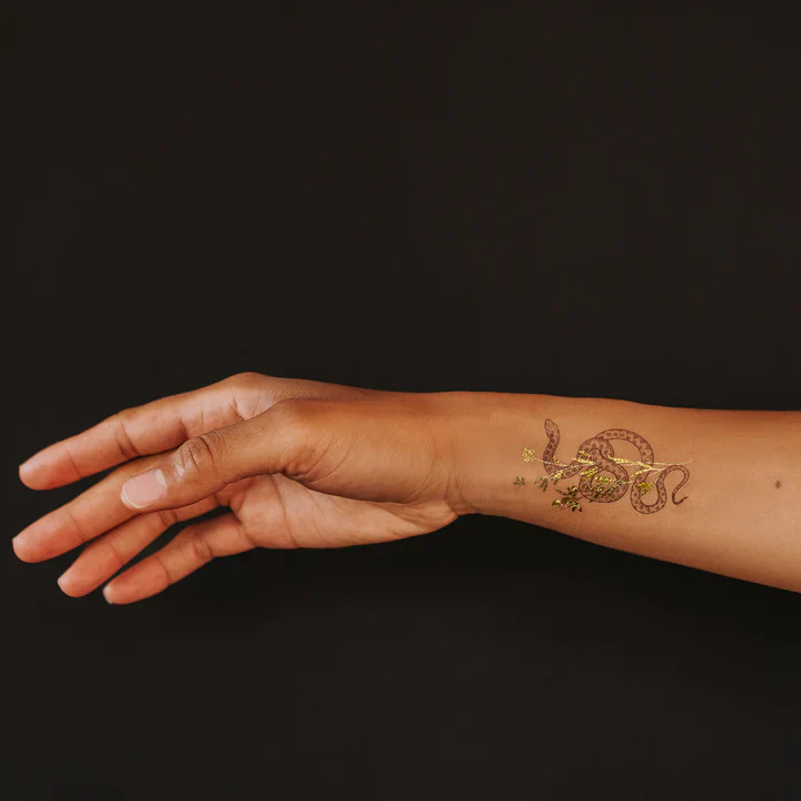 Twisty Snake Flowers Tattoo Pair - Image 2