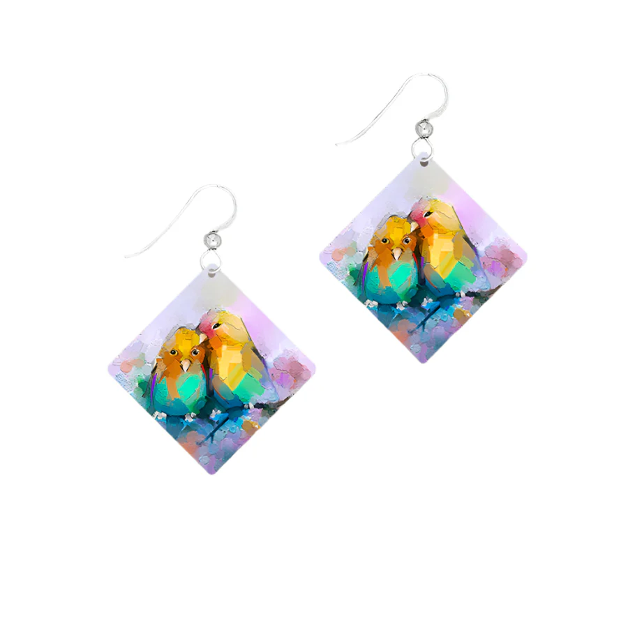 Two Birds Diamond Shaped Earring