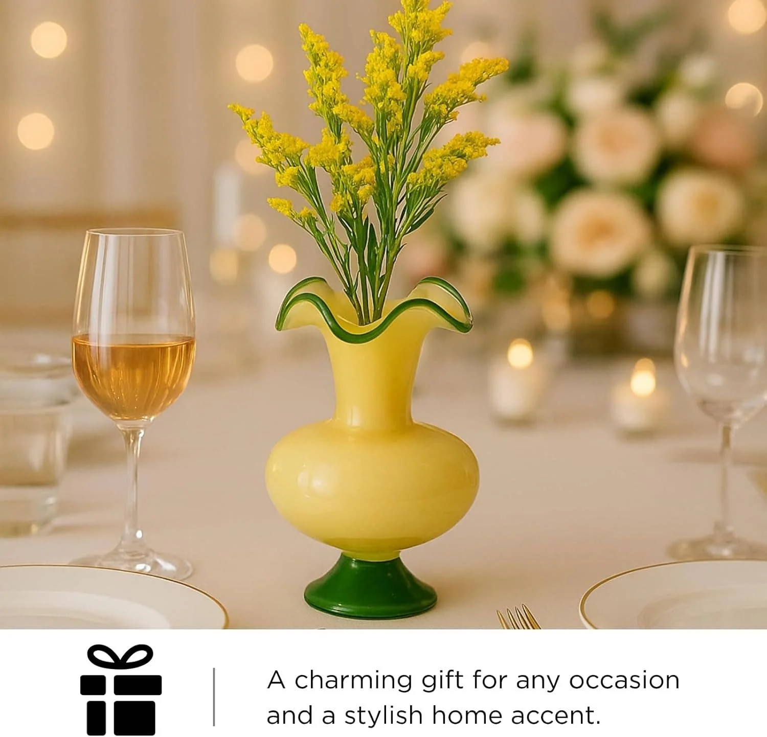 Verdant Bloom Hand-Blown Glass Flower Vase  Décor - 11" - Image 4