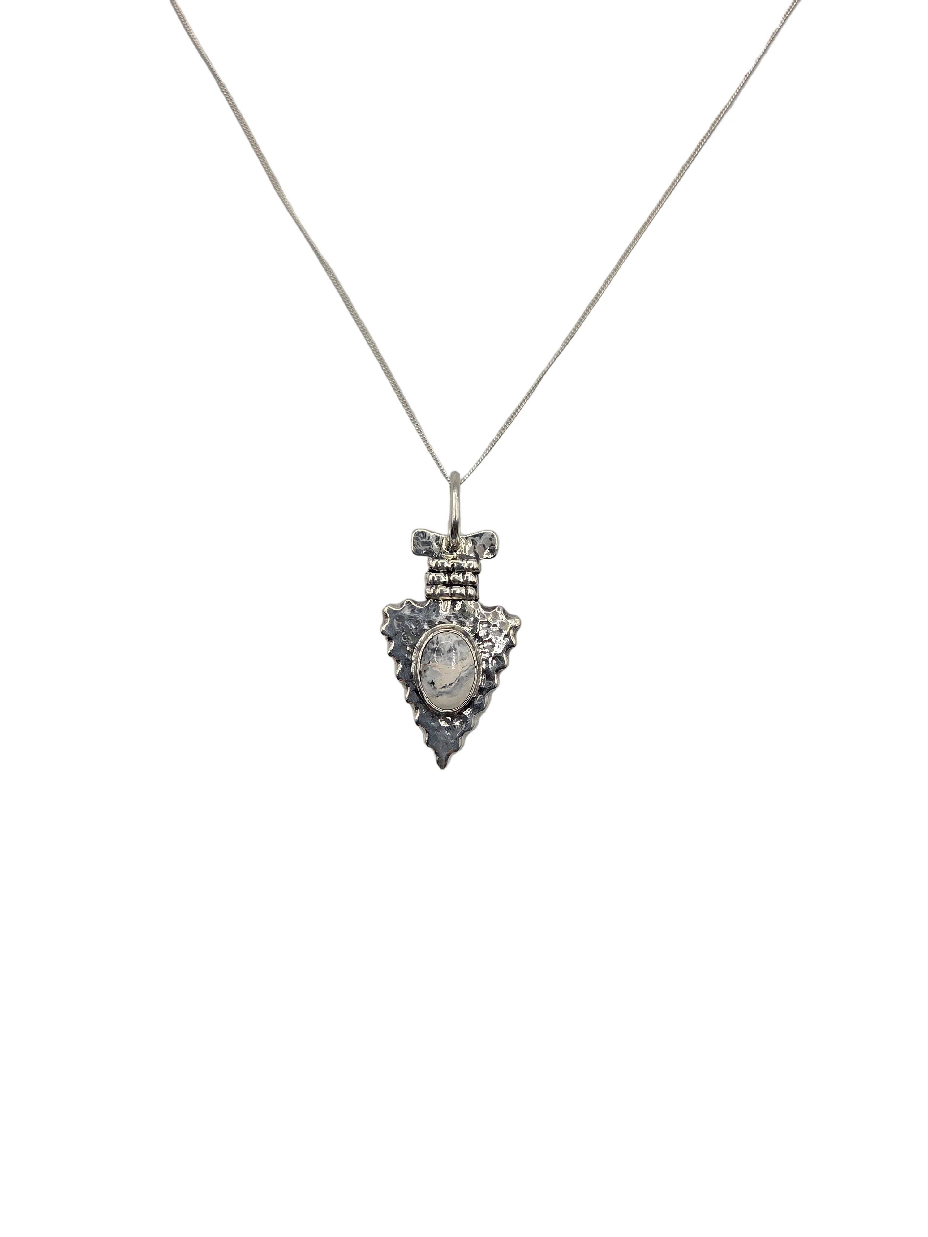 White Buffalo Arrowhead Navajo Necklace